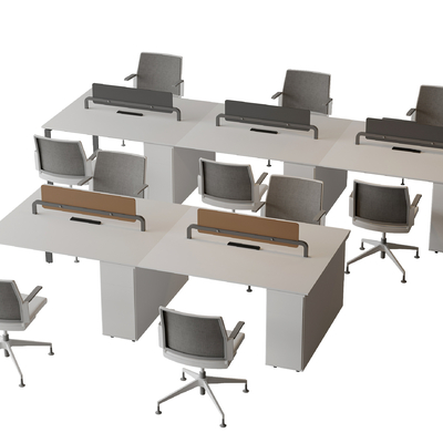  办公桌椅 职工工位su模型 