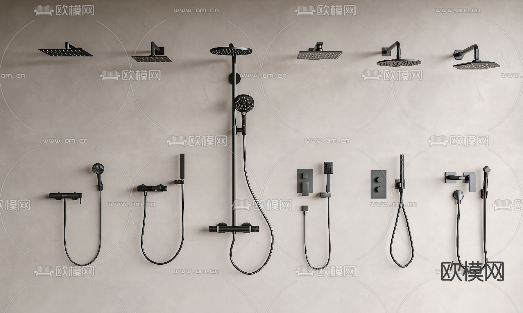 花洒淋浴配件 花洒开关3d模型下载