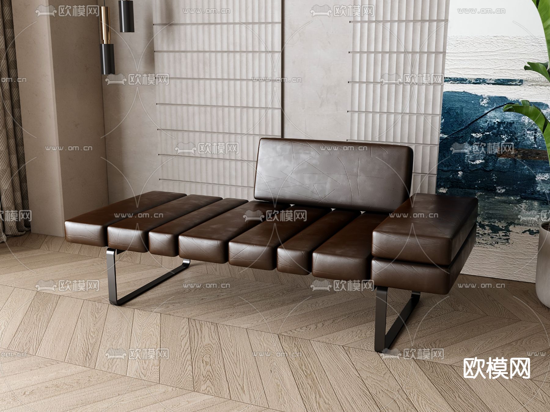 皮革贵妃椅 美人塌3d模型下载