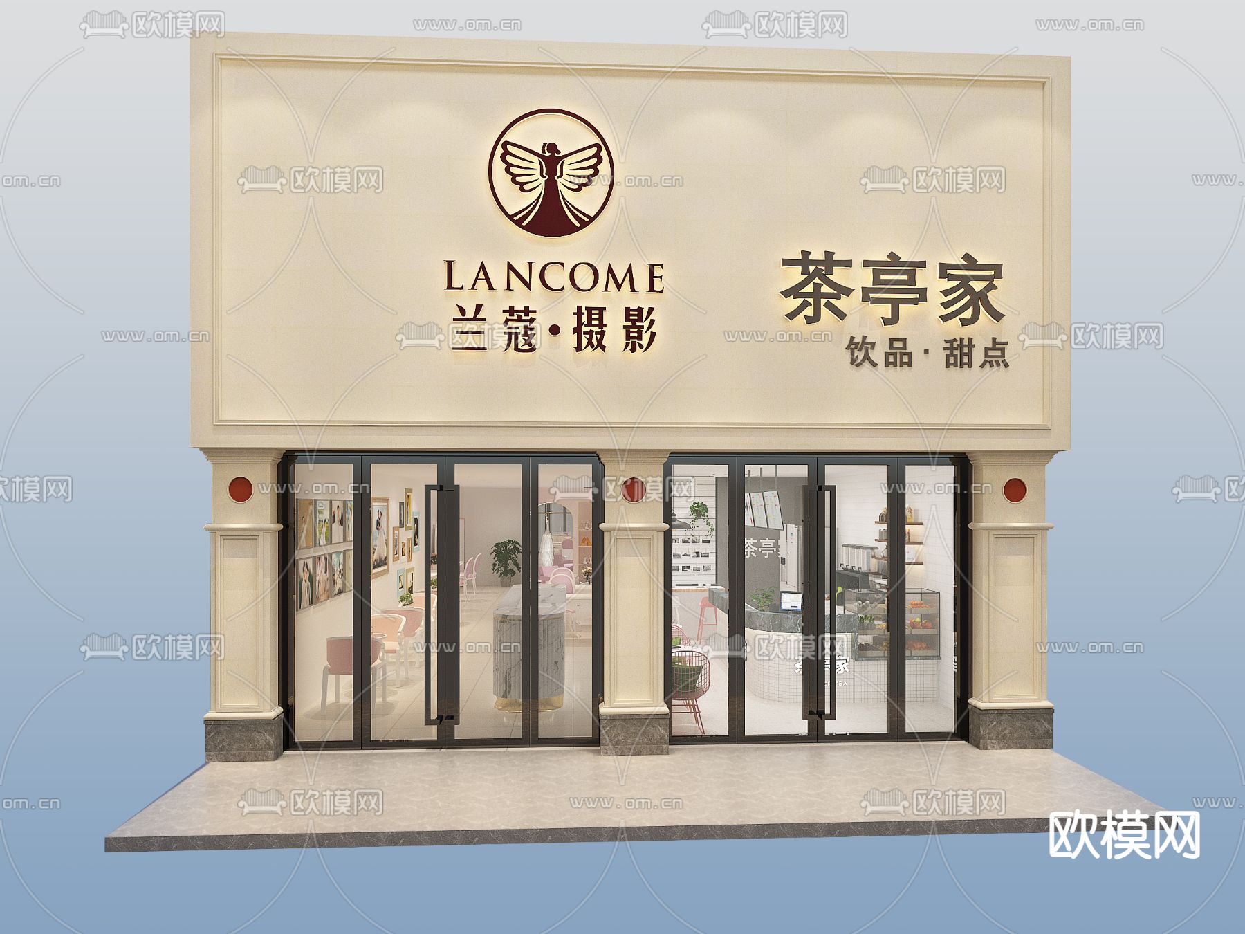 现代奶茶店 甜品店3d模型下载（渲染图1）