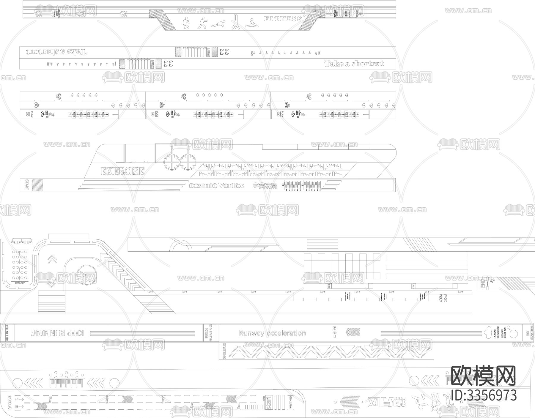 现代消防扑救场地图案样式cad图库下载（渲染图1）