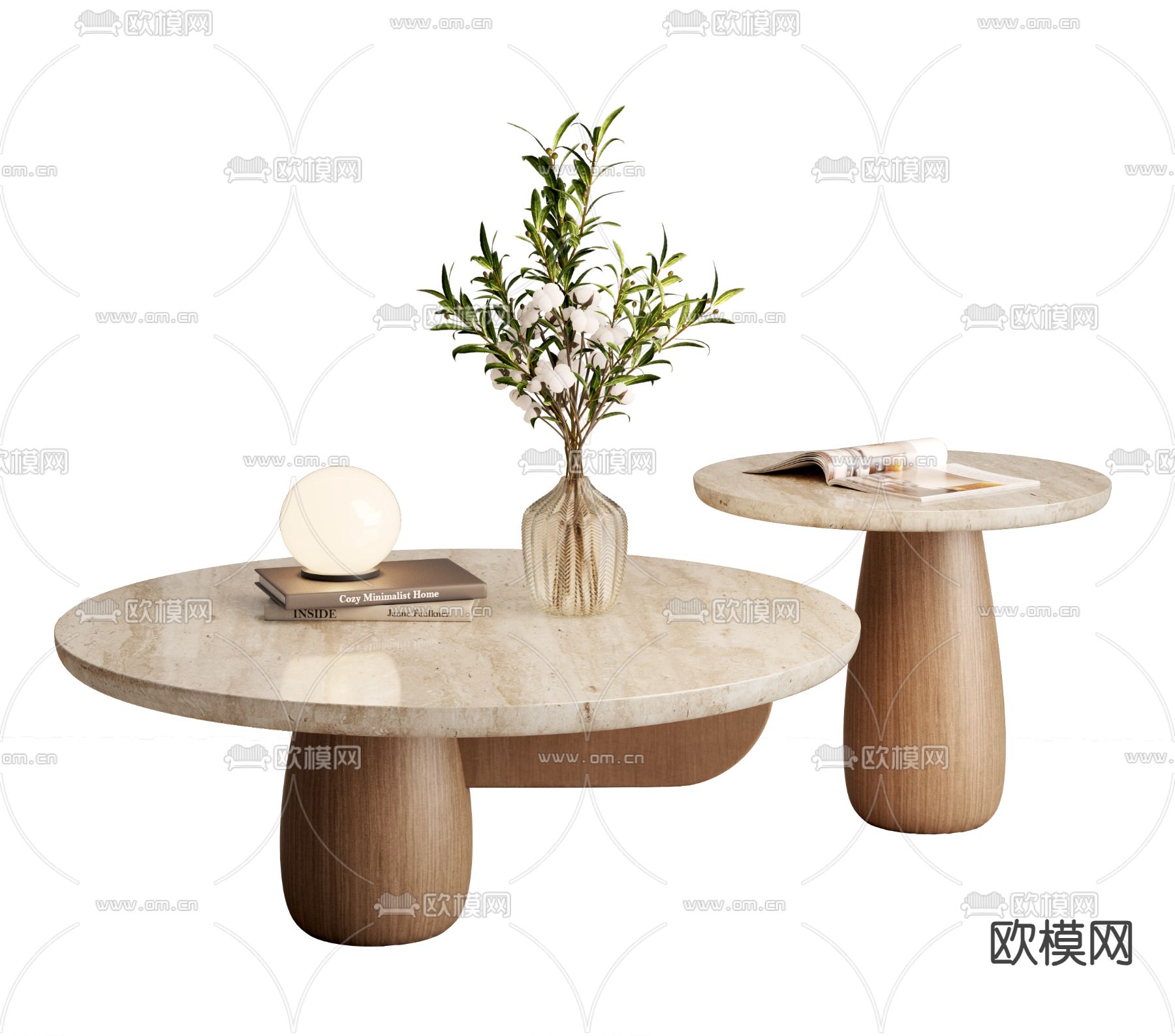 侘寂茶几 子母茶几3d模型下载