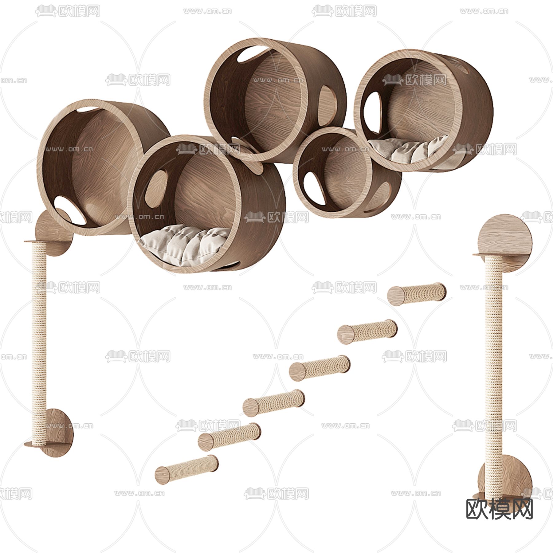 猫爬架 猫窝su模型下载（渲染图3）