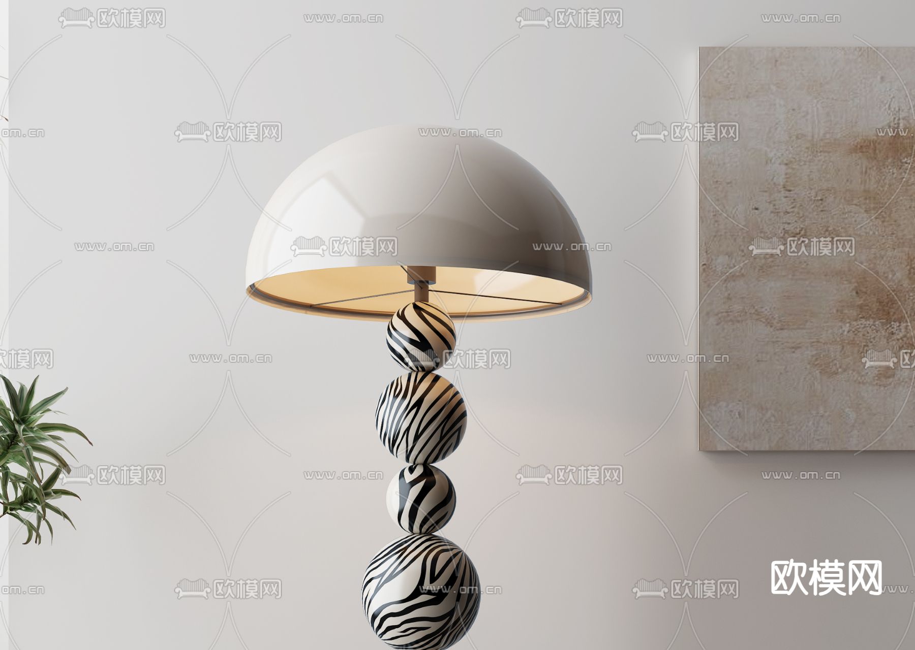北欧金属落地灯3d模型下载（渲染图2）