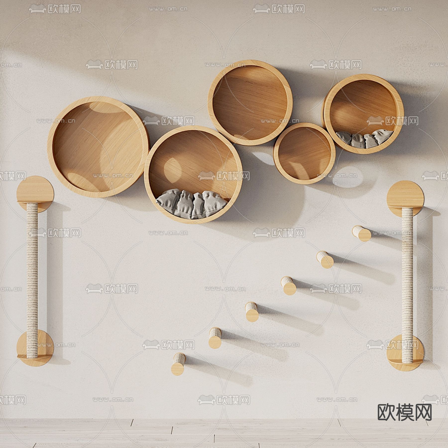 猫爬架 猫窝su模型下载（渲染图4）