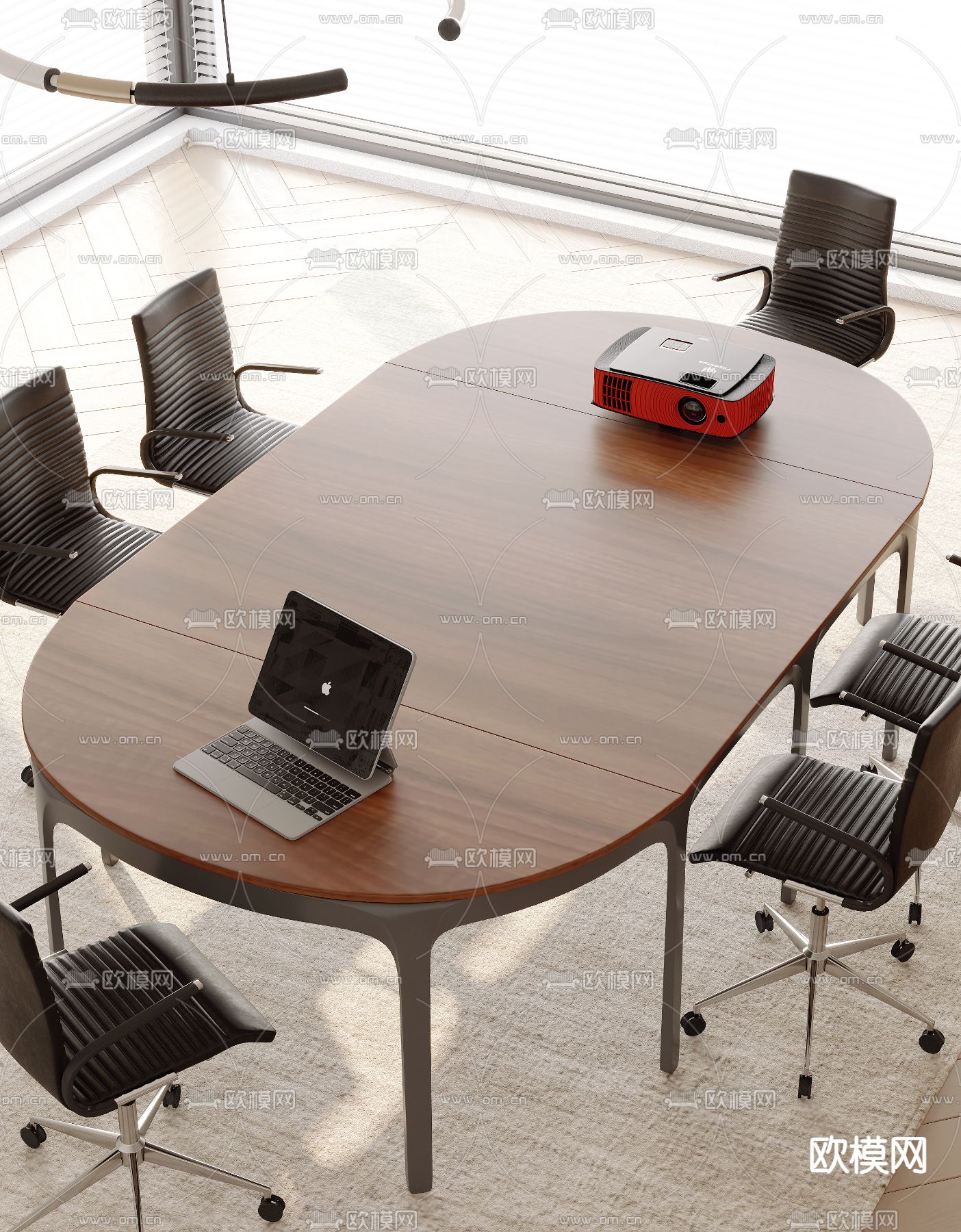现代会议桌 会议台3d模型下载