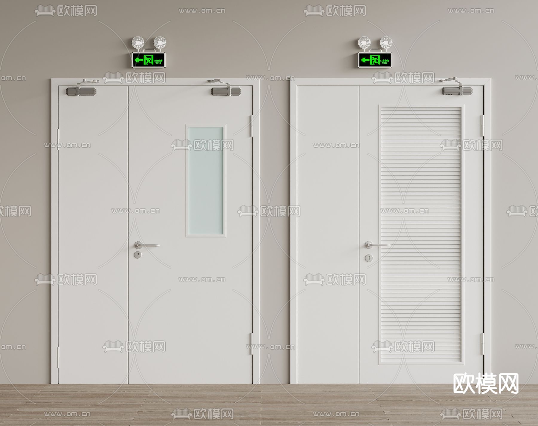 消防设施 消防门 安全门 安全通道3d模型下载