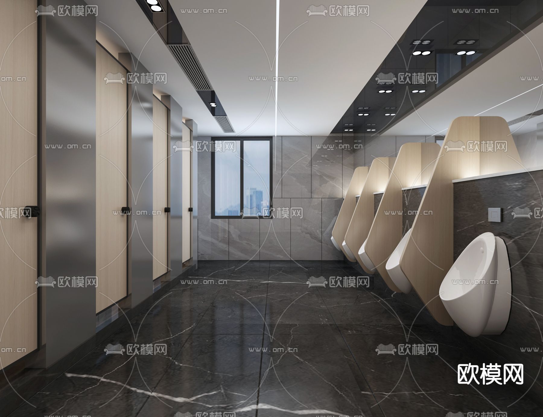 公共卫生间 洗手间3d模型下载（渲染图2）