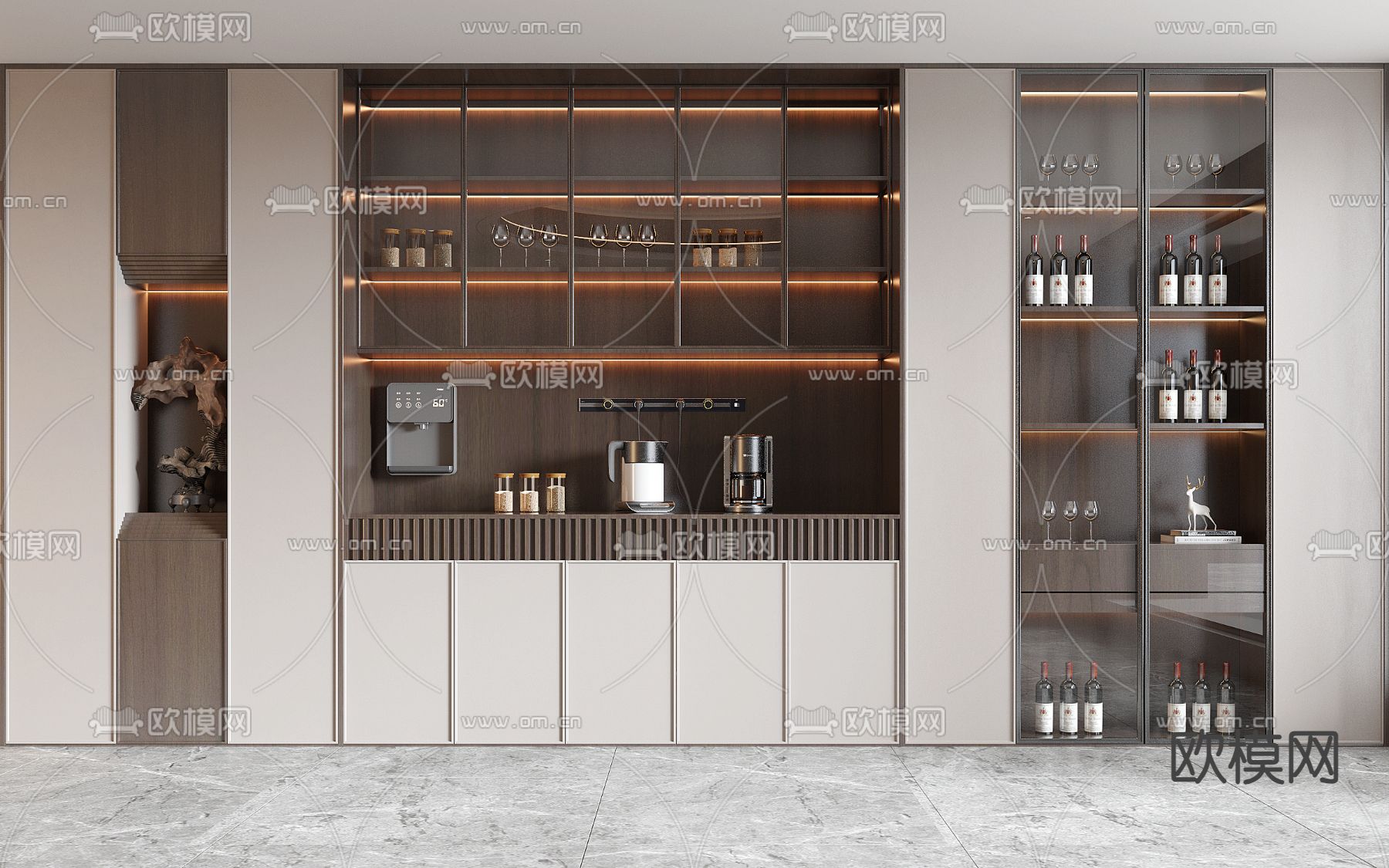 新中式酒柜 餐边柜3d模型下载