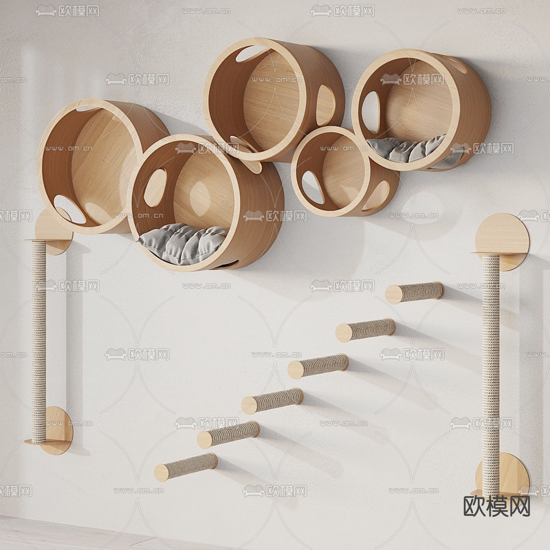 猫爬架 猫窝su模型下载（渲染图2）