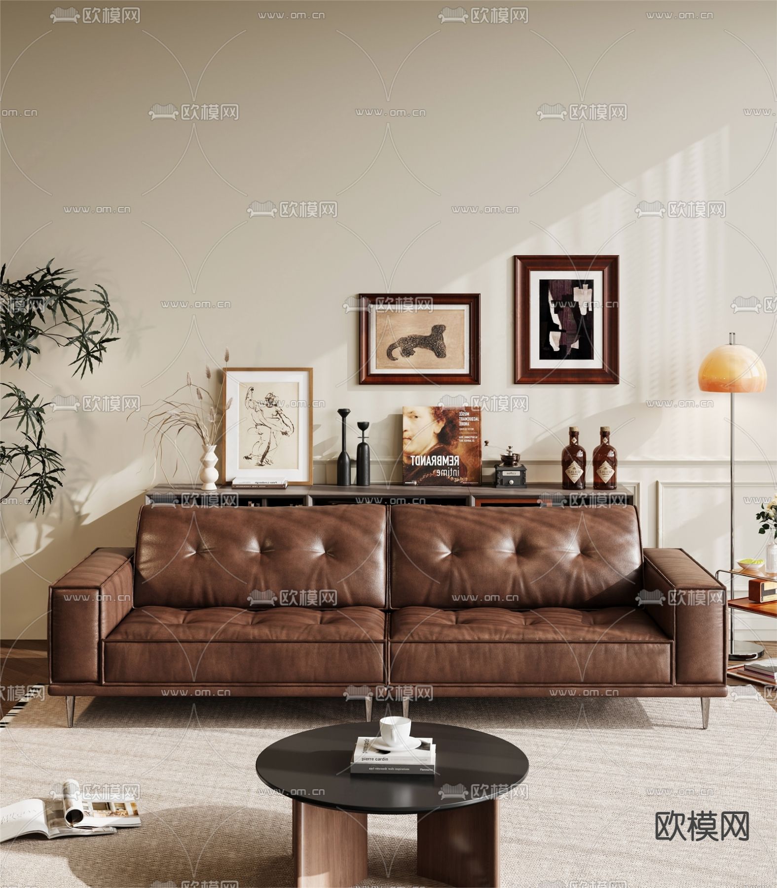 中古风沙发 双人沙发3d模型下载（渲染图3）