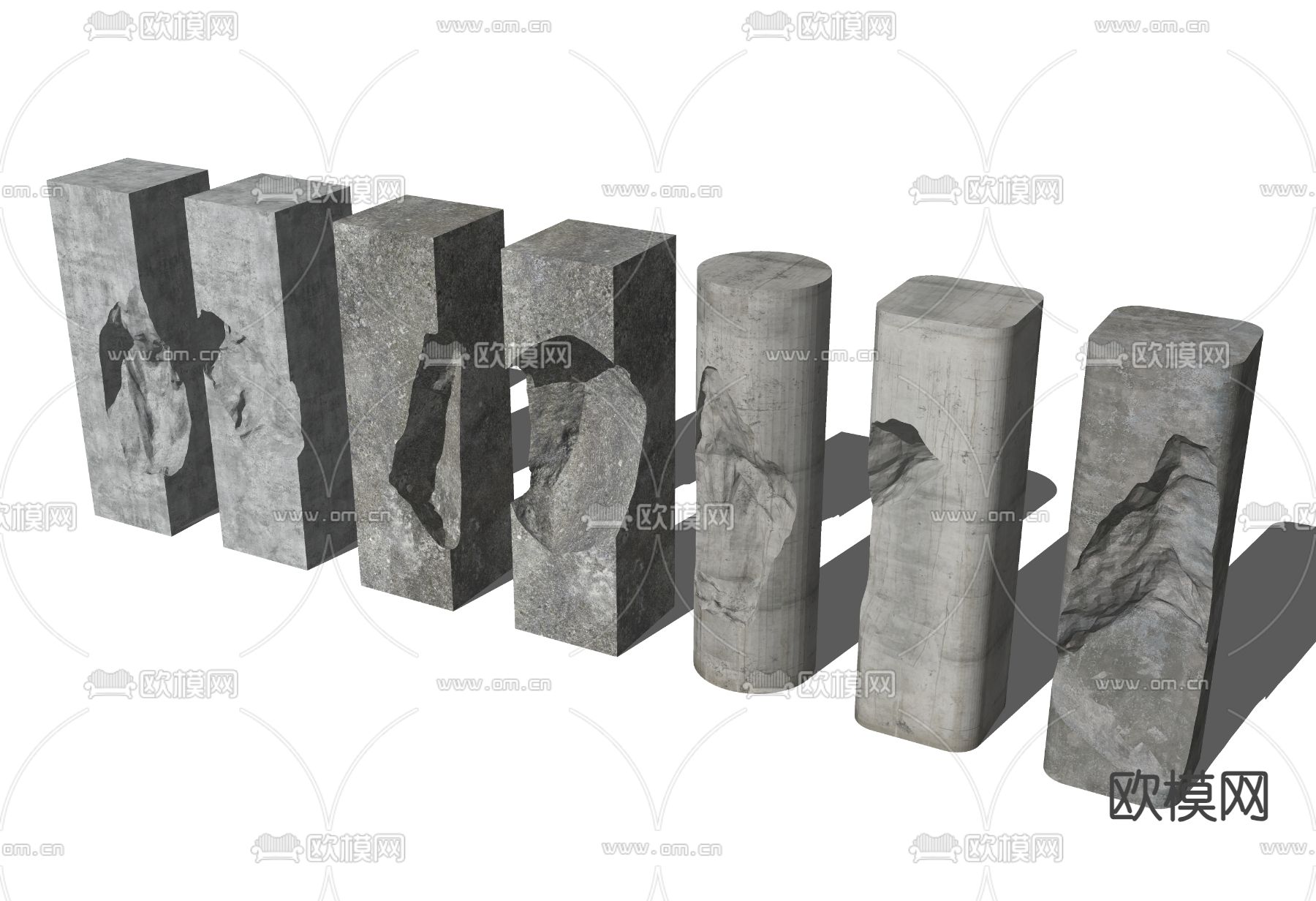 工业风破损柱子su模型下载（渲染图1）