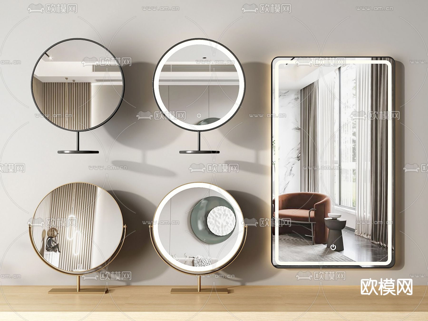 镜子 化妆镜 梳妆镜 浴室镜3d模型下载
