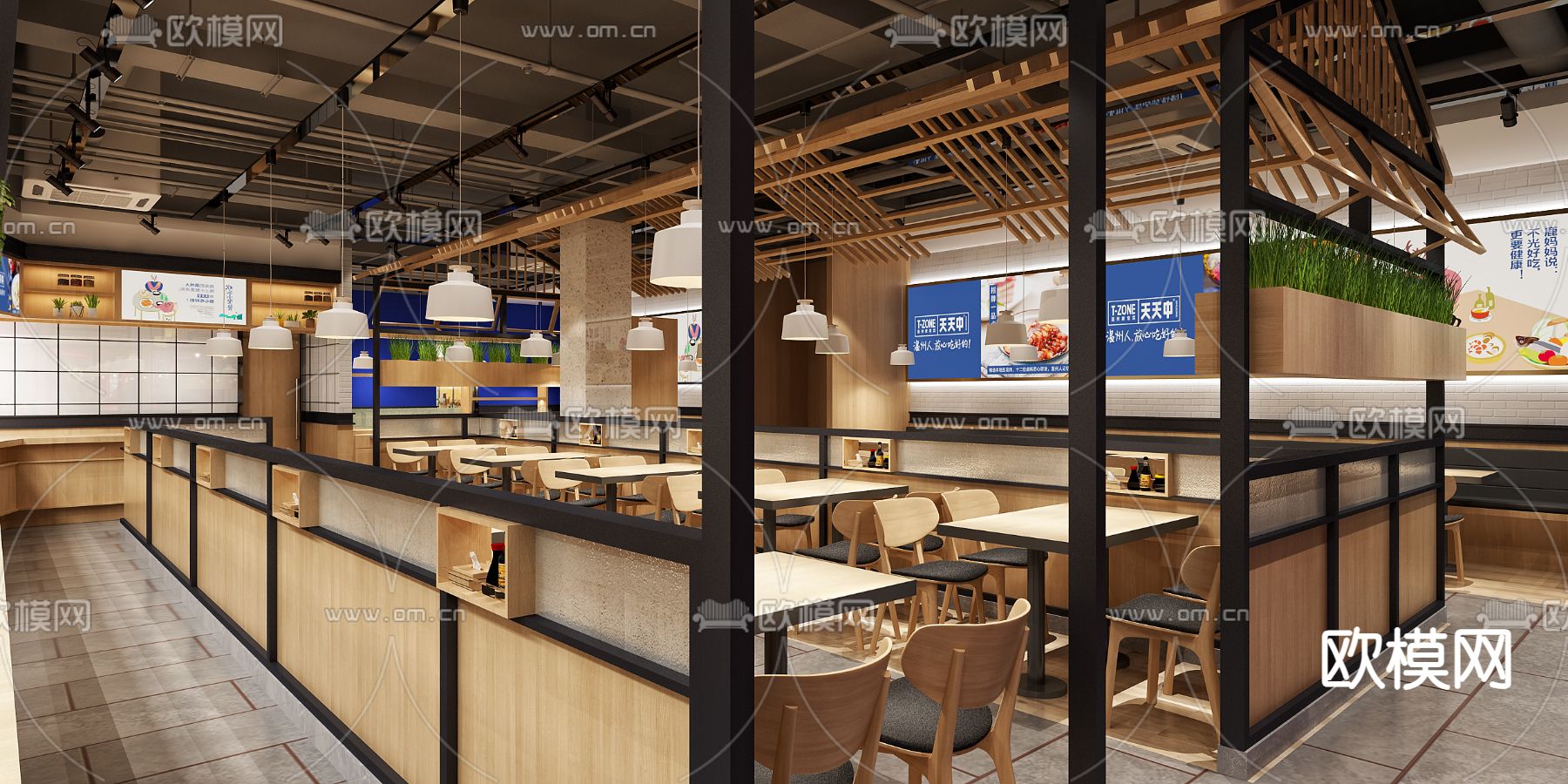 中式快餐厅3d模型下载（渲染图1）