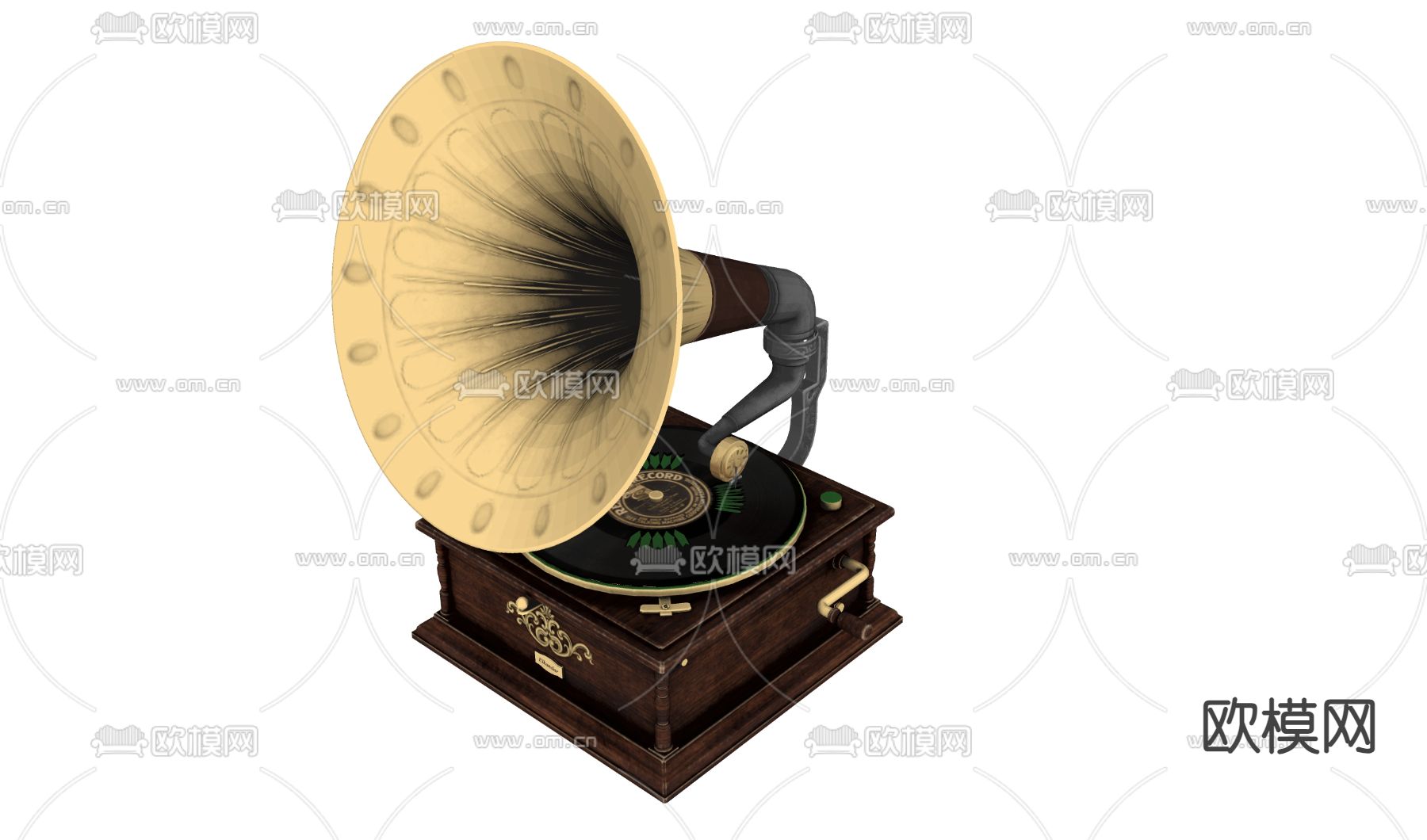 欧式留声机 音响su模型下载（渲染图2）