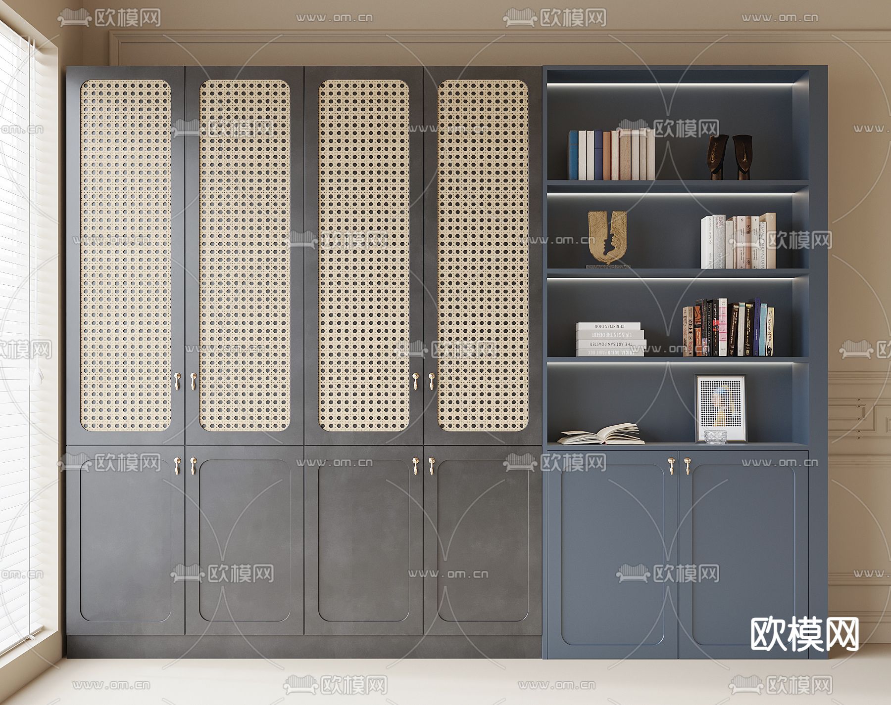 法式衣柜 书柜3d模型下载