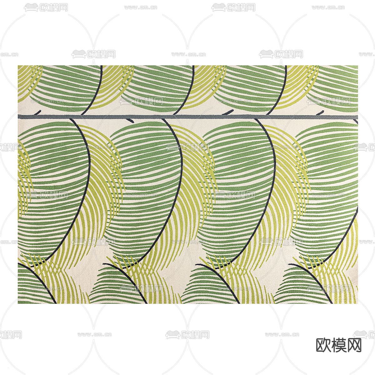 叶子地毯 方形地毯3d模型下载（渲染图1）