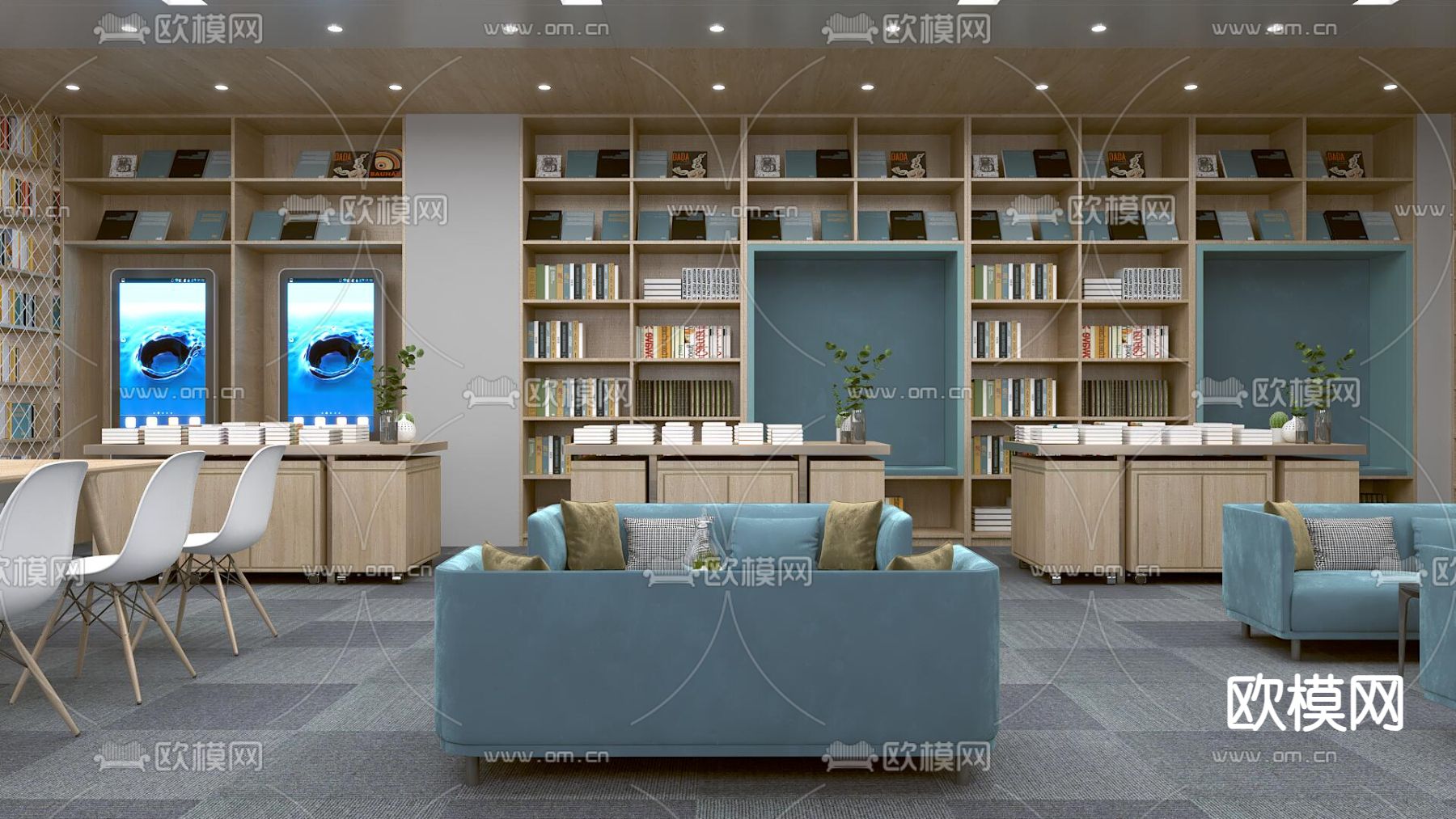 图书馆 阅览室 书吧3d模型下载（渲染图3）