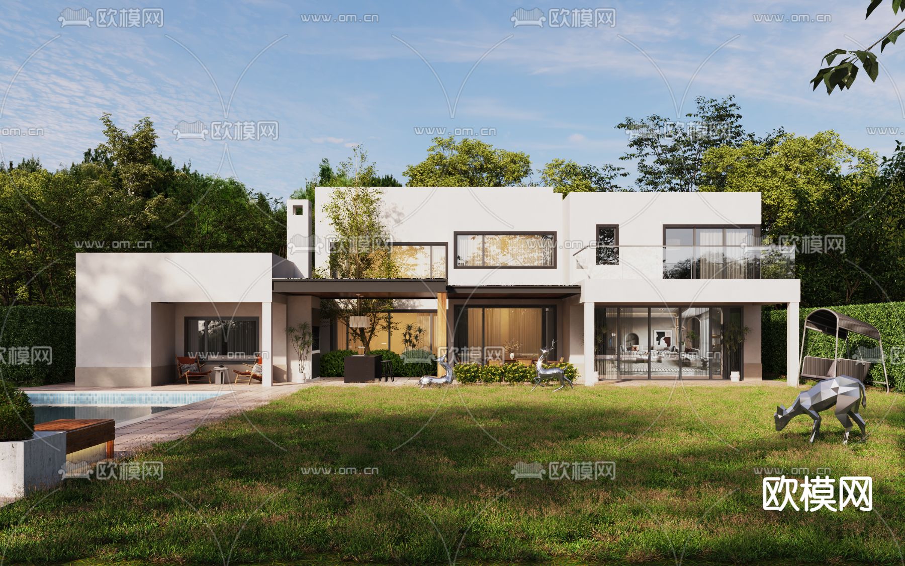 别墅外观3d模型下载