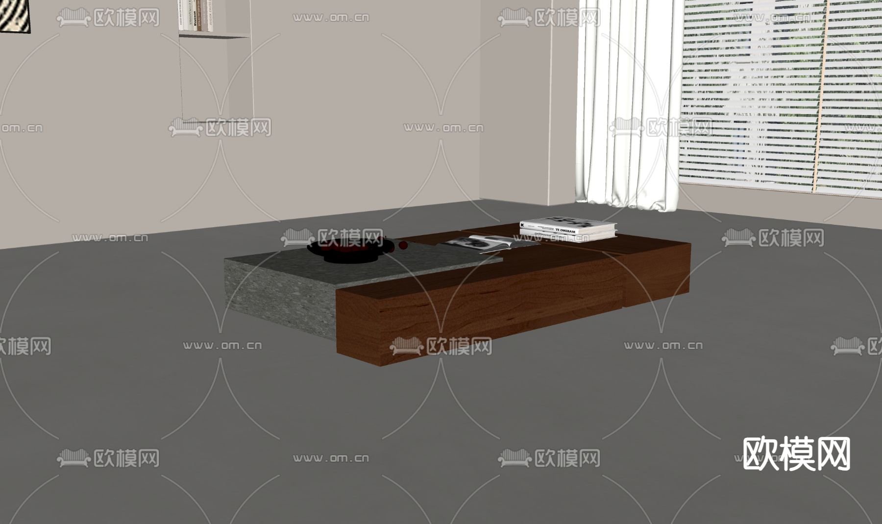 中古风茶几su模型下载（渲染图1）