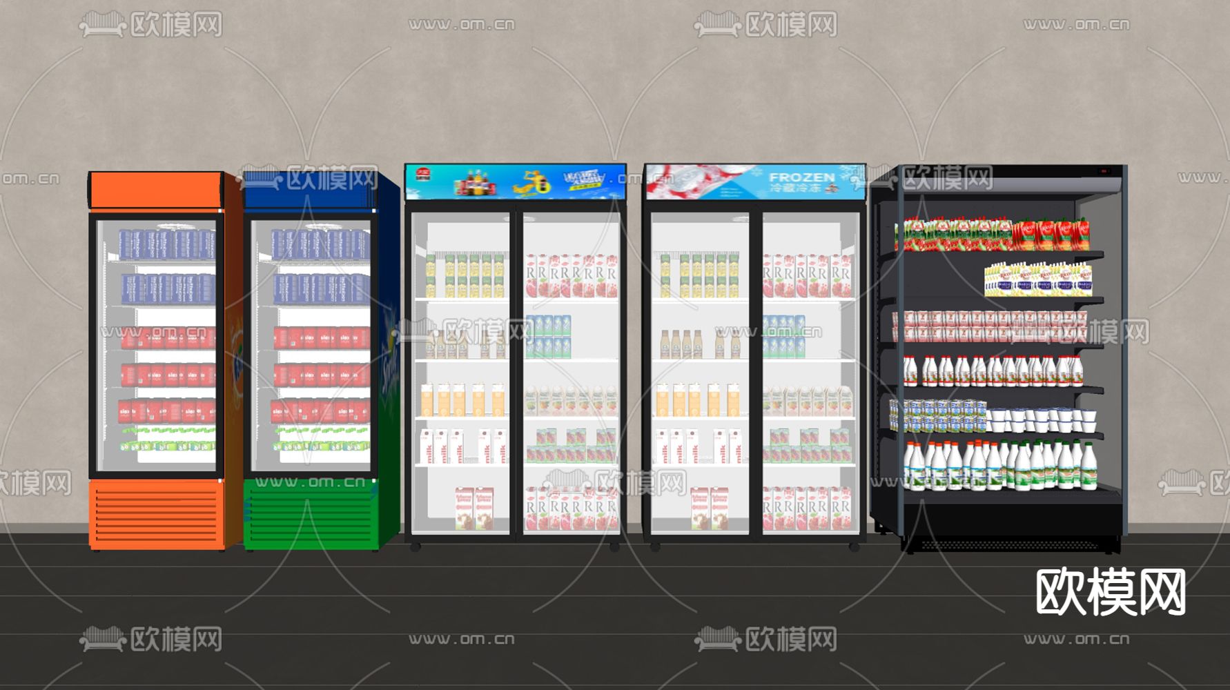 饮料柜 冷藏柜 冰柜su模型下载（渲染图1）