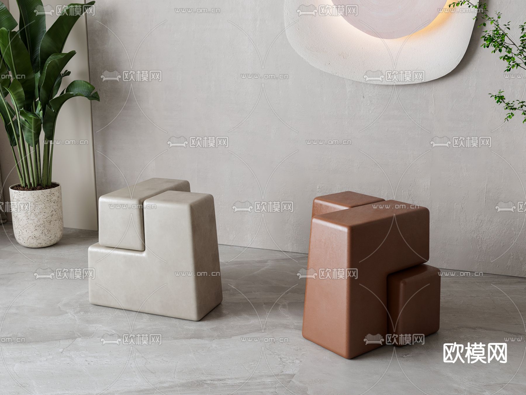 简欧凳子 沙发凳3d模型下载