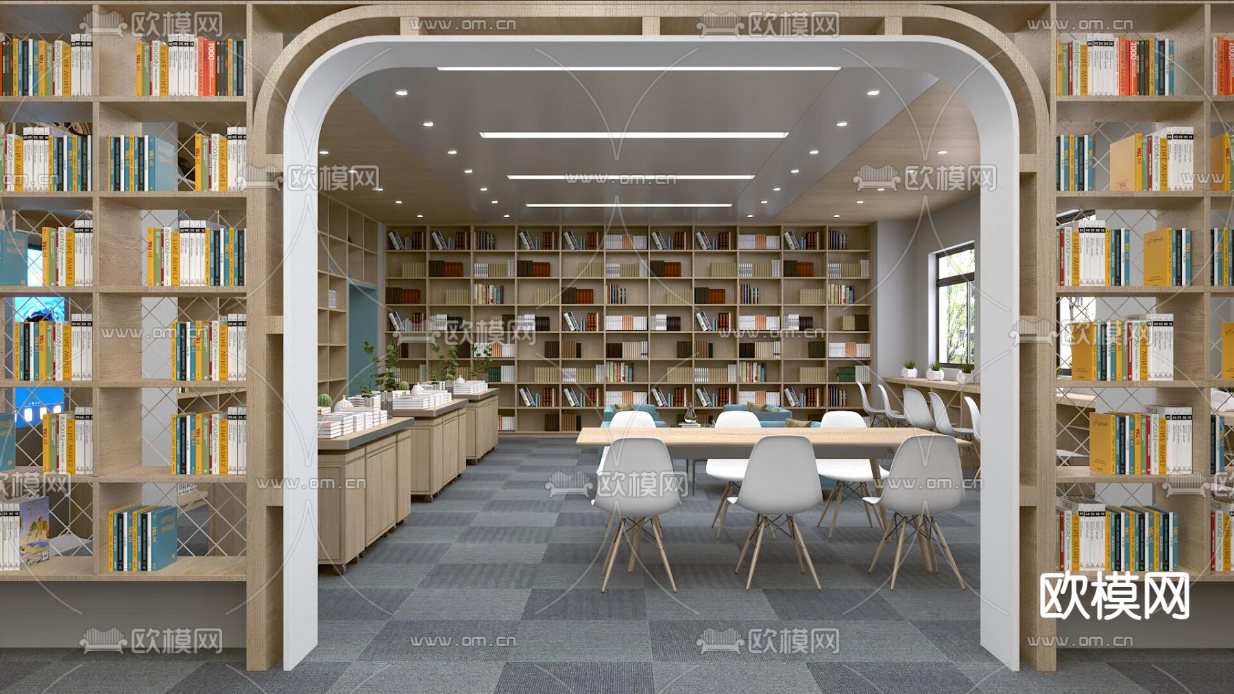 图书馆 阅览室 书吧3d模型下载（渲染图1）