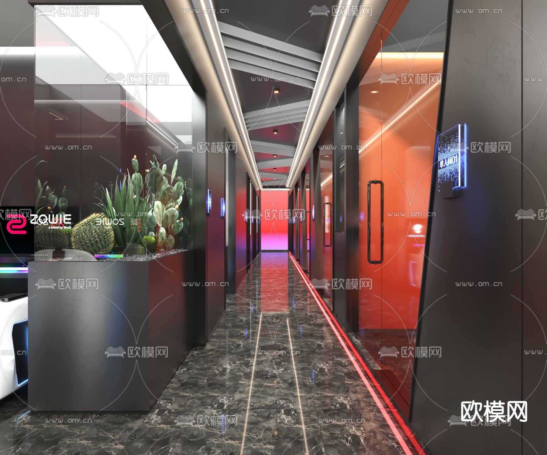 电竞网吧 网咖3d模型下载（渲染图2）