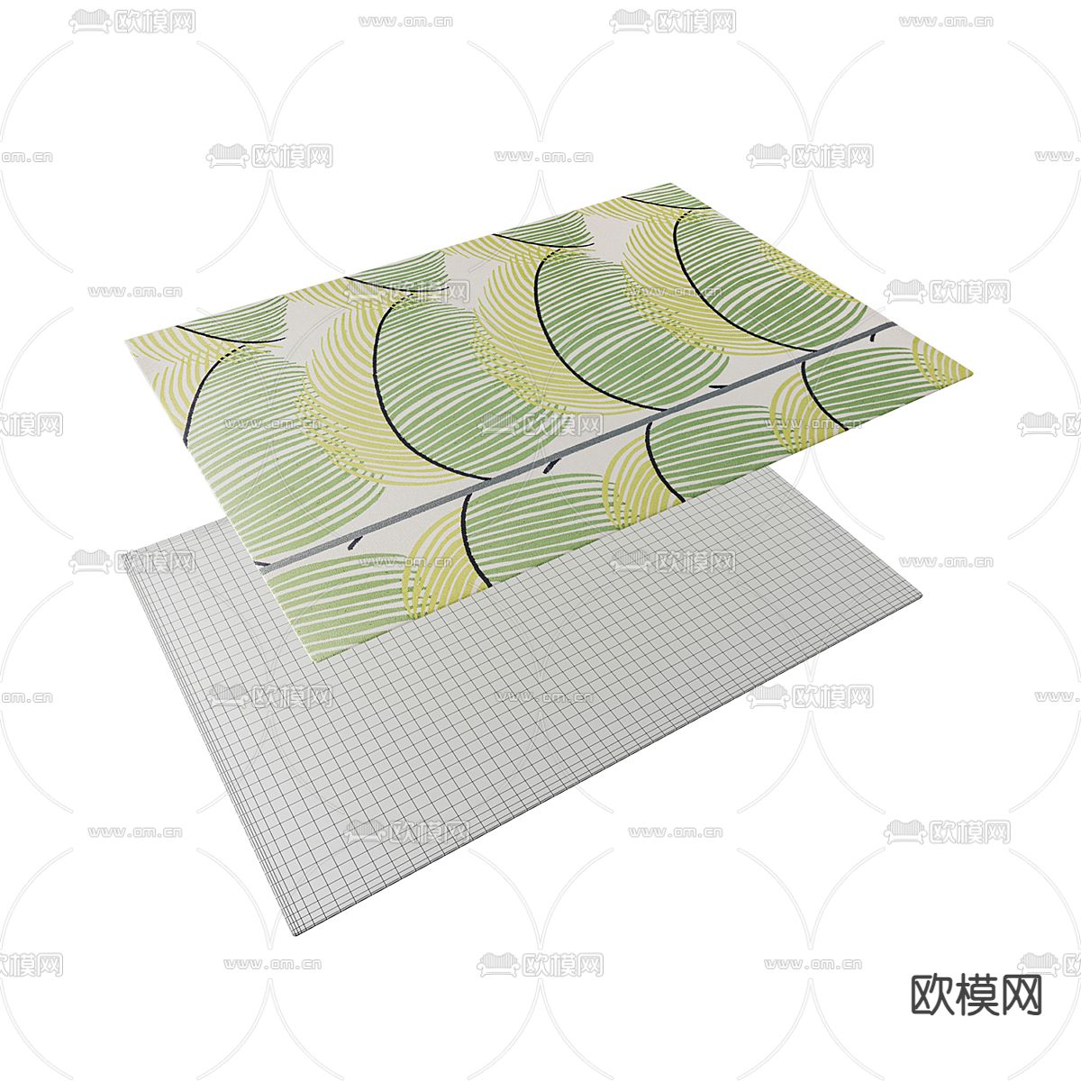 叶子地毯 方形地毯3d模型下载（渲染图2）