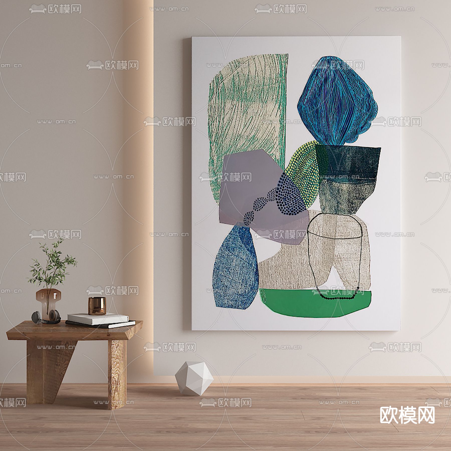 侘寂风挂画 装饰画免费3d模型下载