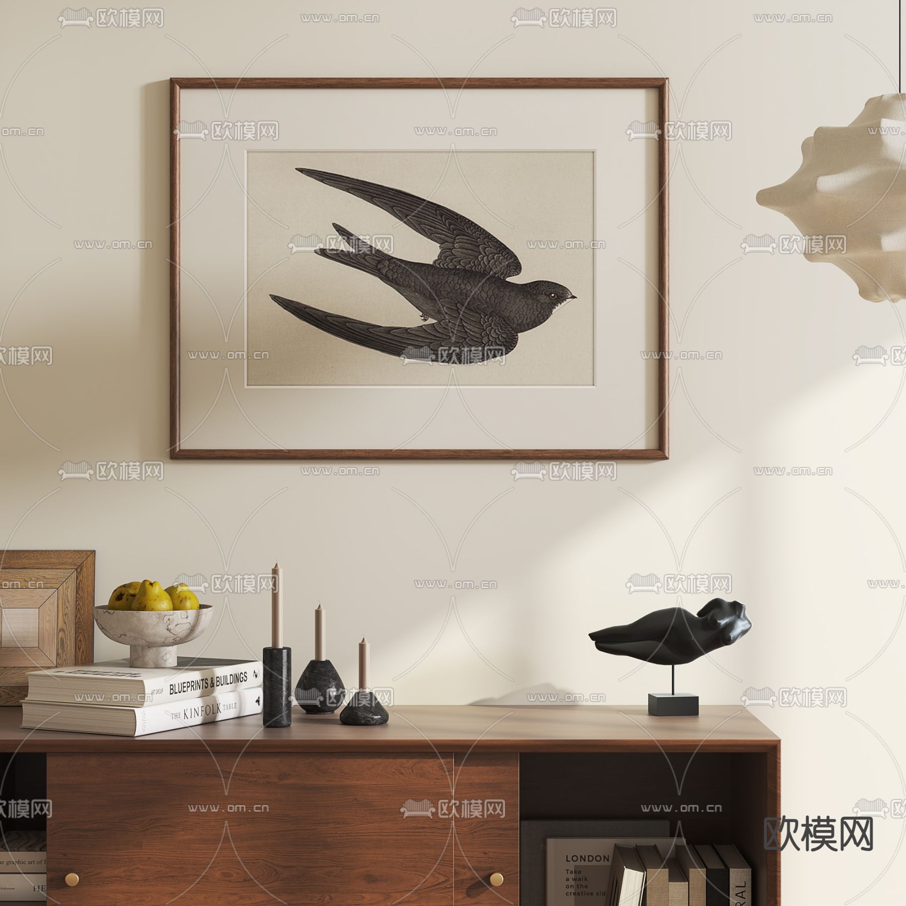 中古风装饰画 挂画合su模型下载（渲染图2）