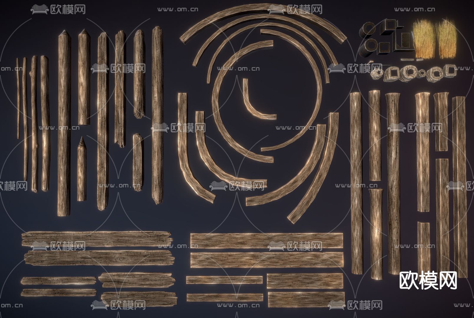 木梁 木柱子3d模型下载