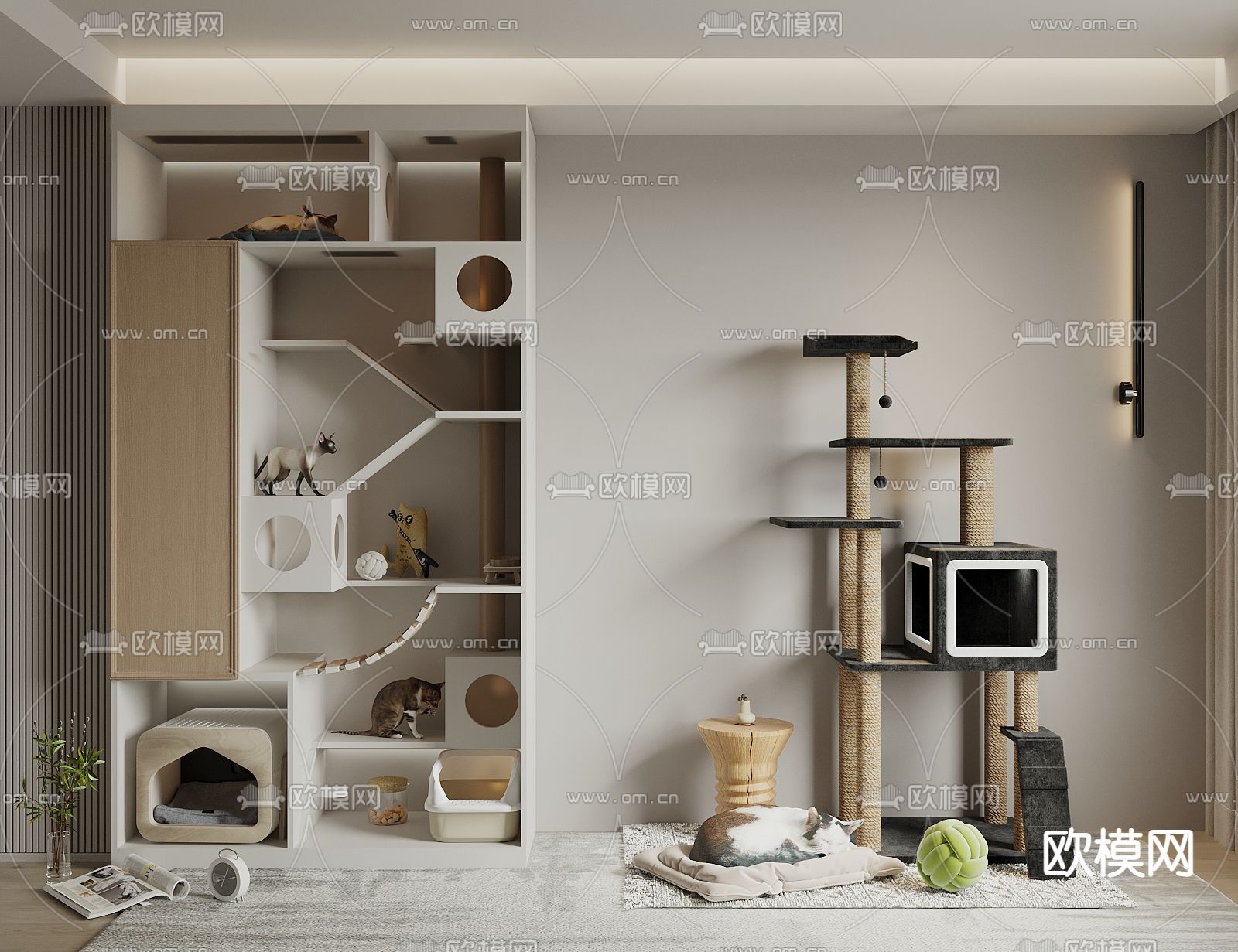 宠物柜 猫爬架 猫窝 猫粮3d模型下载