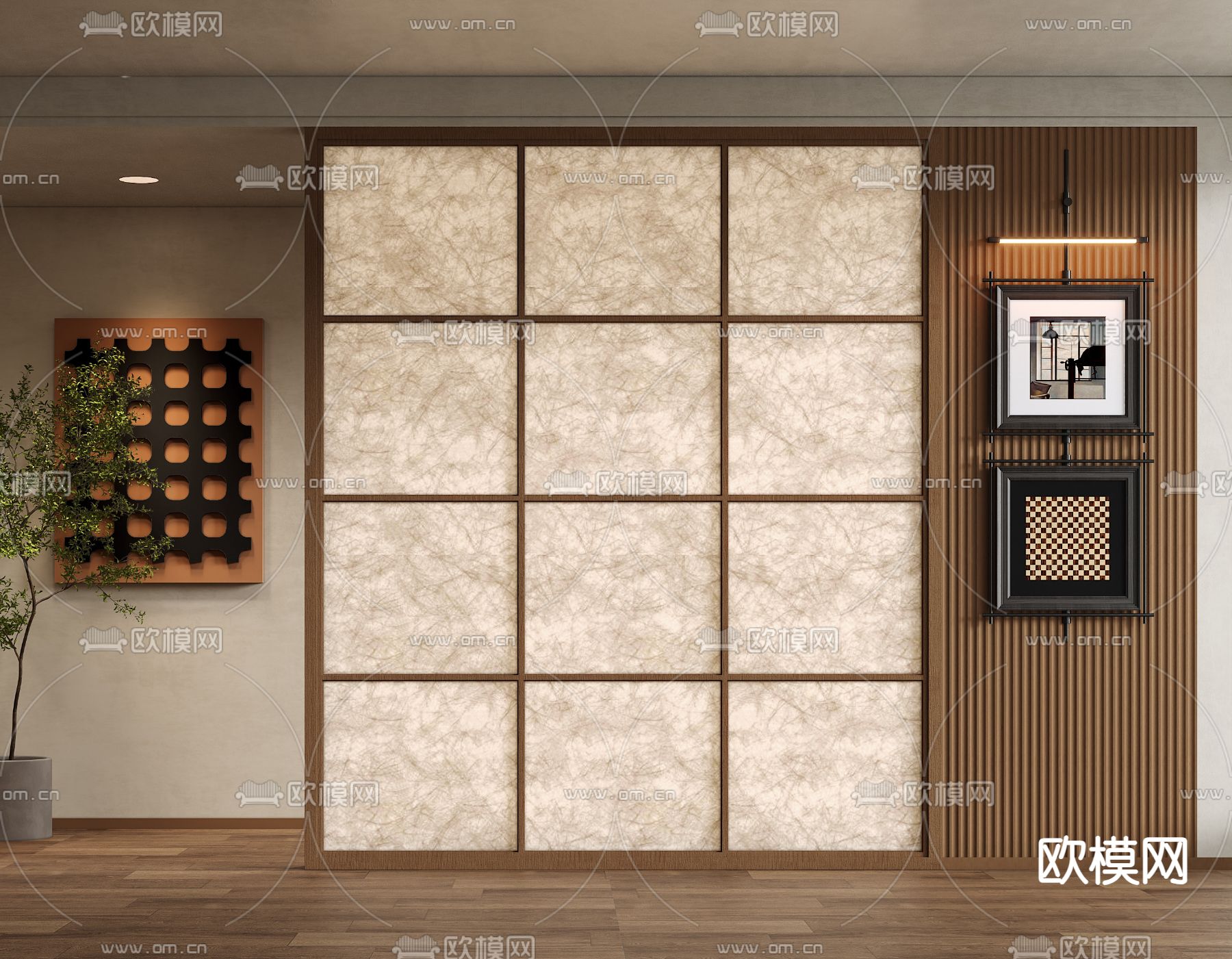 中古风玄关隔断 杜邦纸隔断3d模型下载