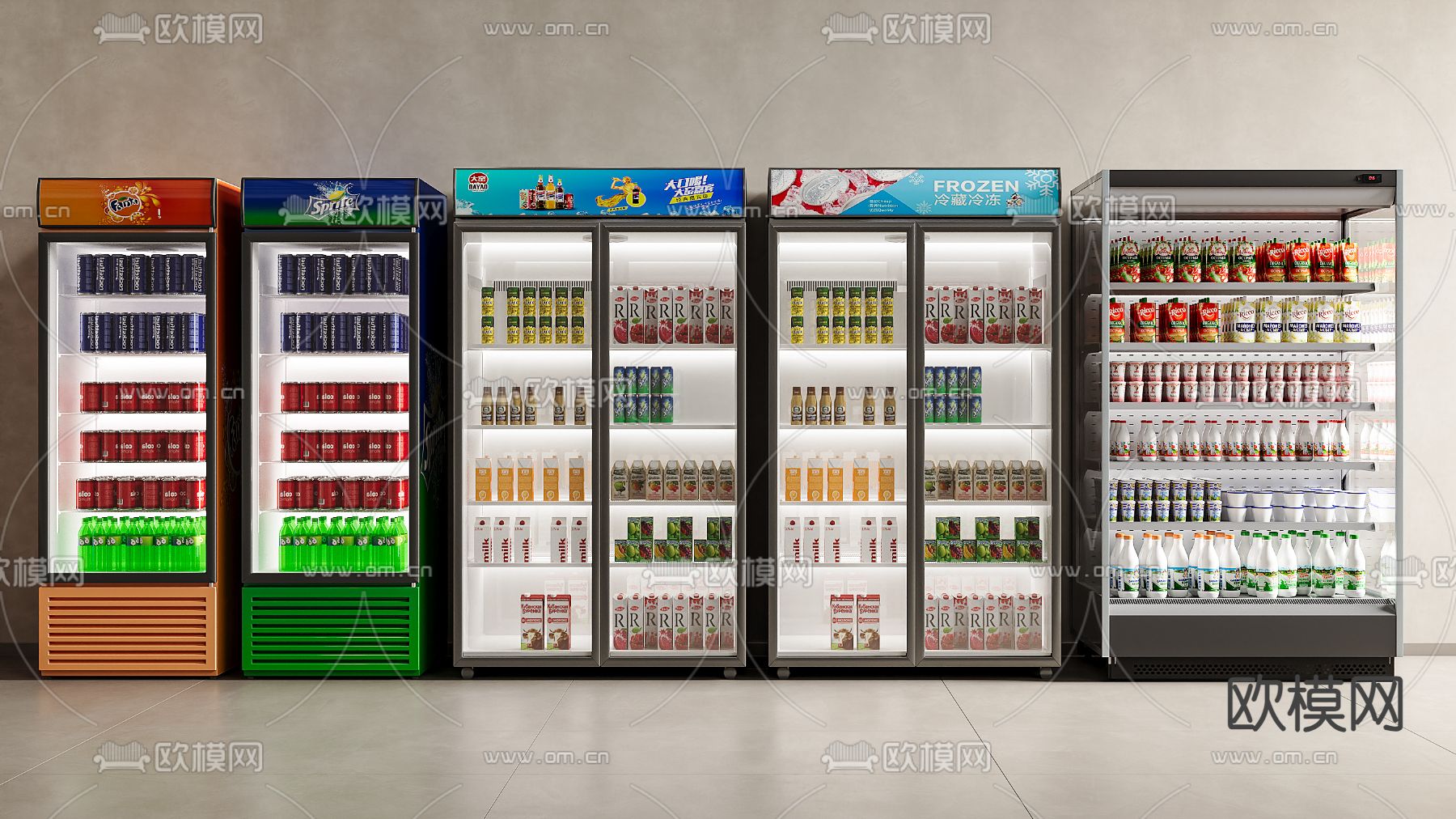饮料柜 冷藏柜 冰柜su模型下载（渲染图2）