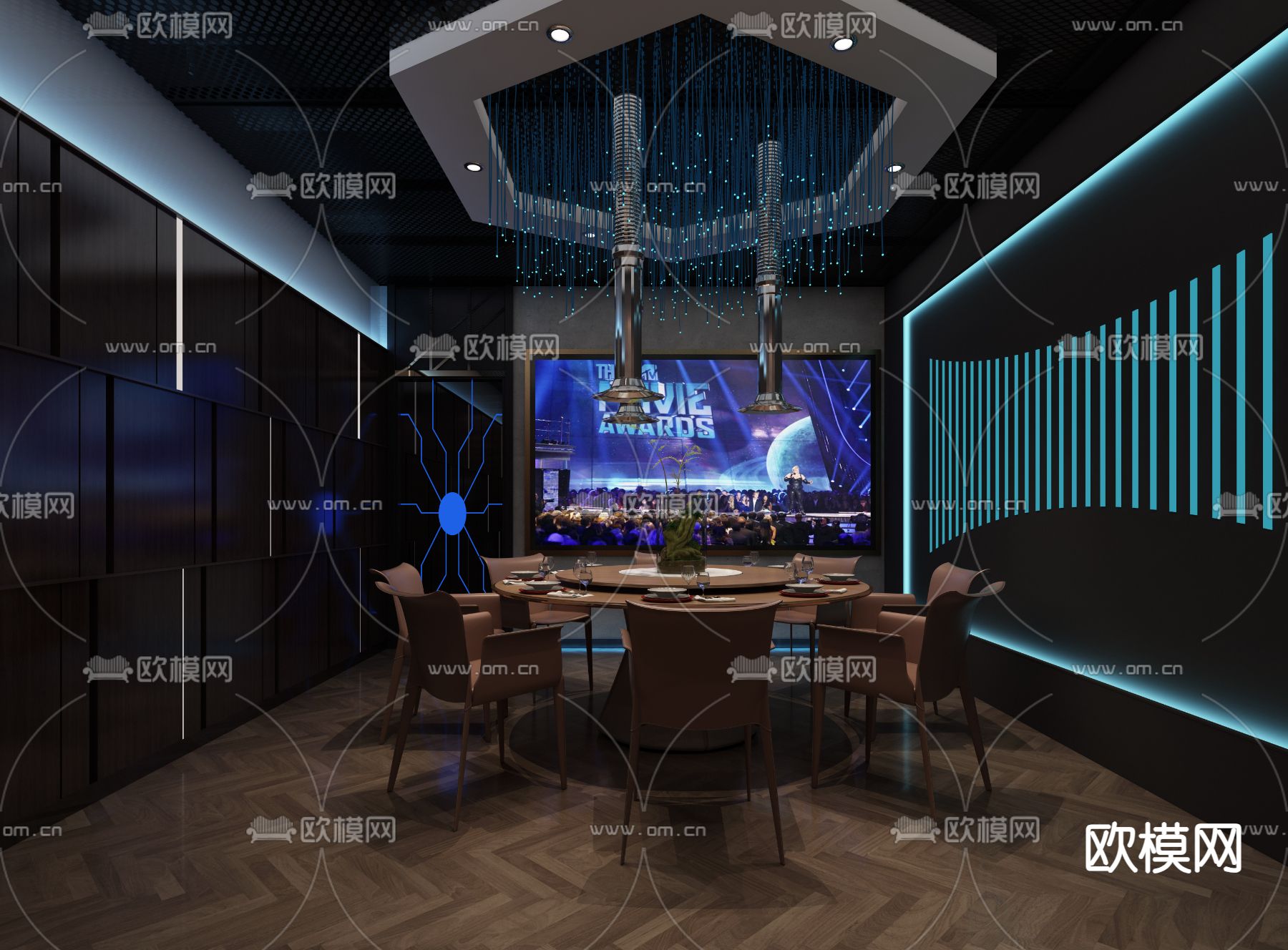 工业风餐厅包房3d模型下载（渲染图4）