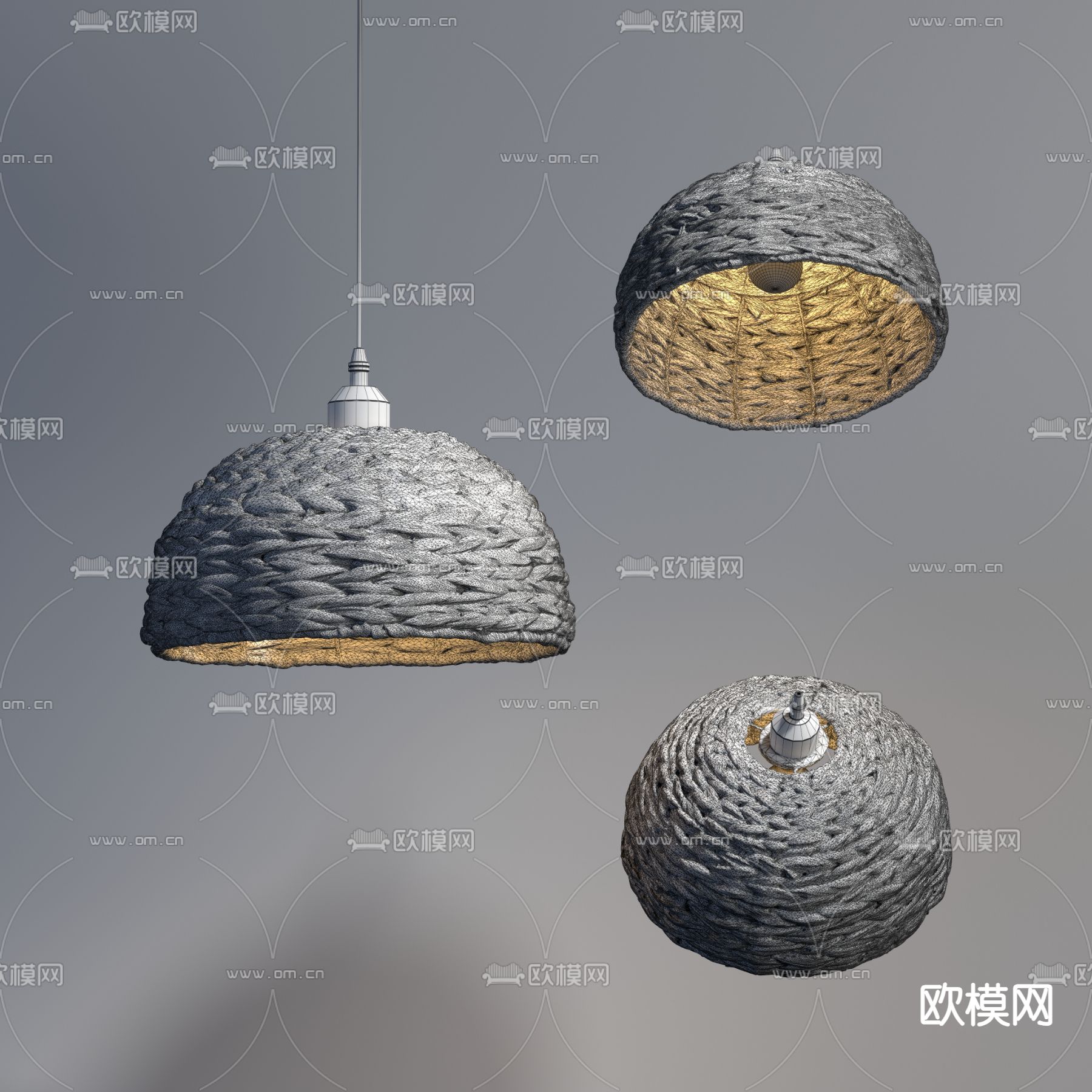 日式吊灯 编织吊灯3d模型下载（渲染图2）