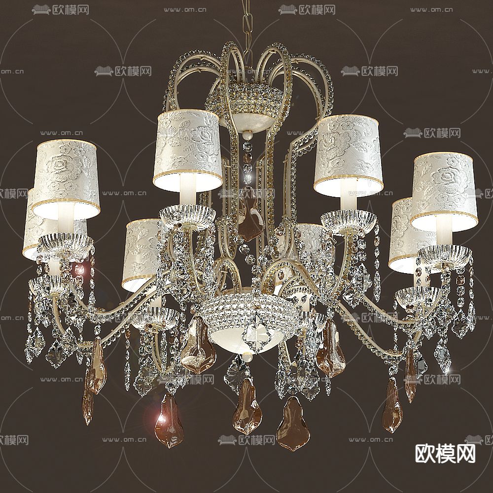 欧式水晶吊灯su模型下载（渲染图2）