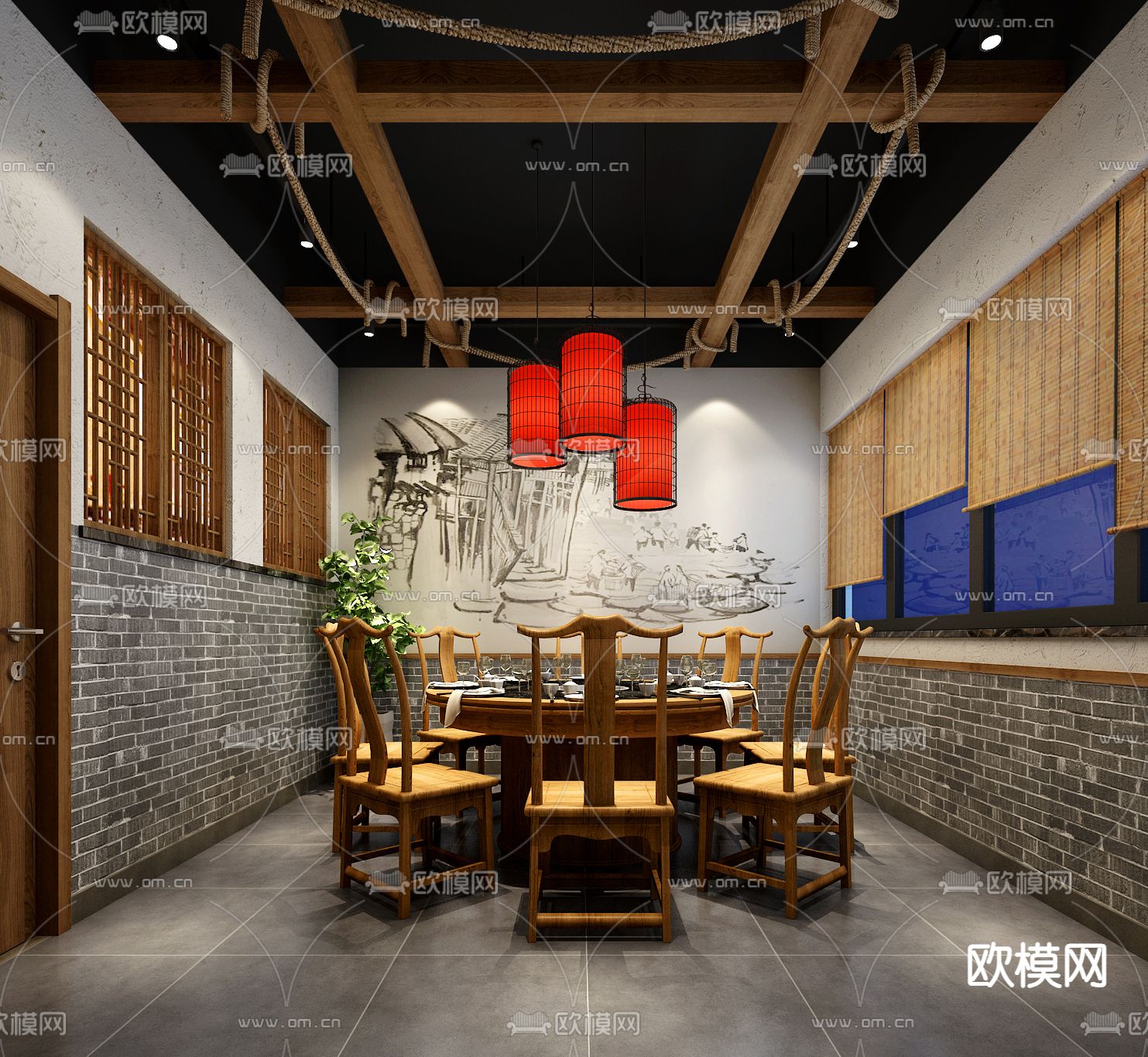 中餐厅包房 火锅店包厢3d模型下载