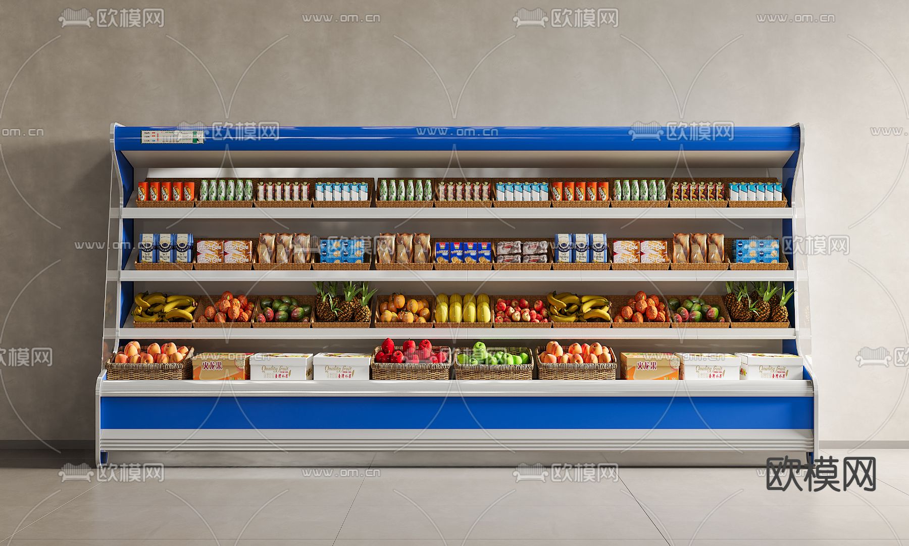 现代冷藏柜 展示柜su模型下载（渲染图2）