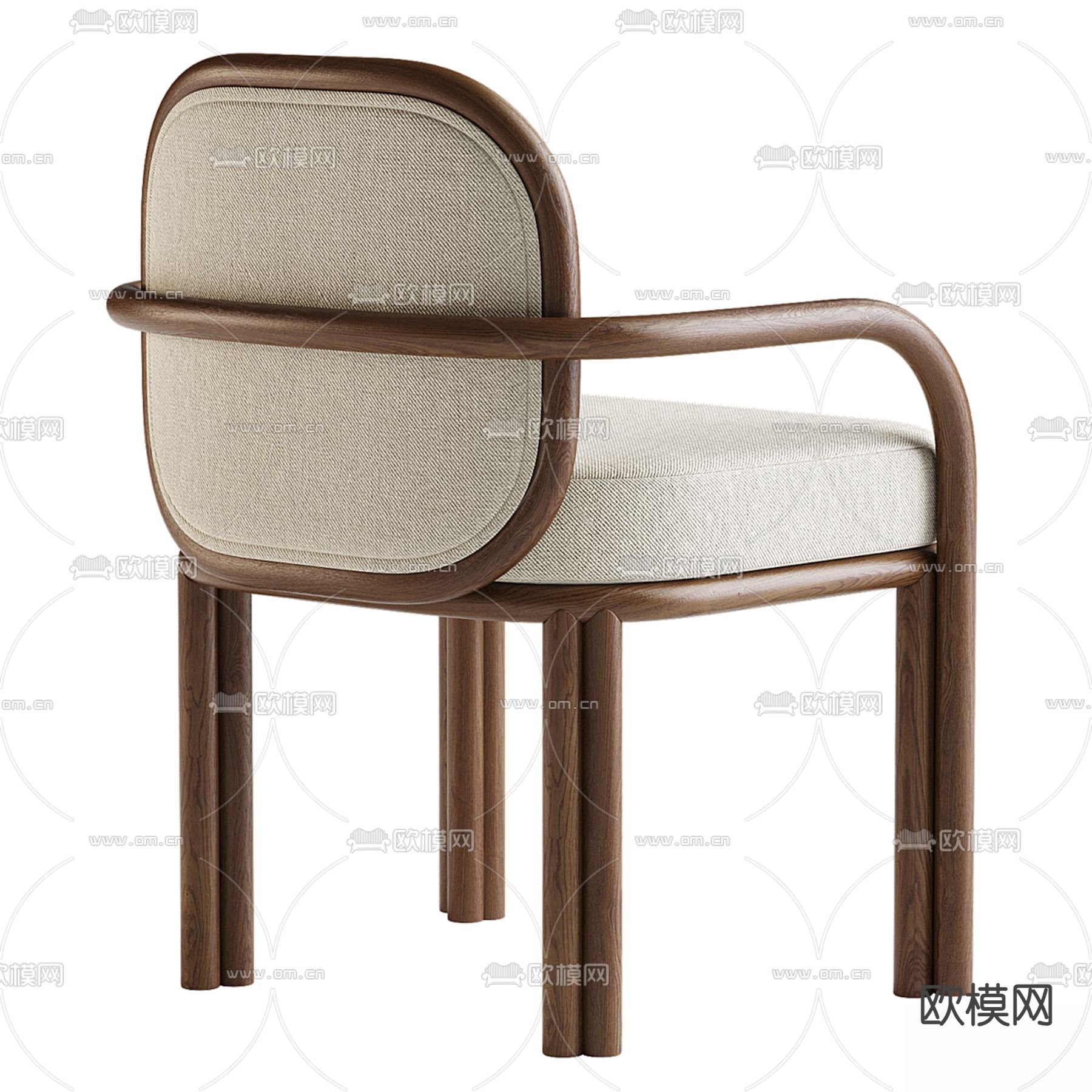 中古风椅子 单椅 餐椅su模型下载（渲染图2）