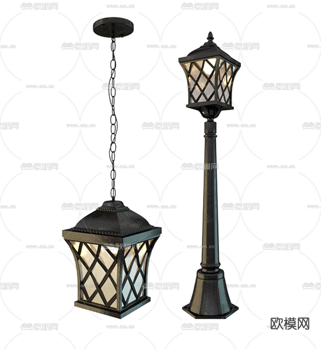 欧式路灯 户外灯3d模型下载