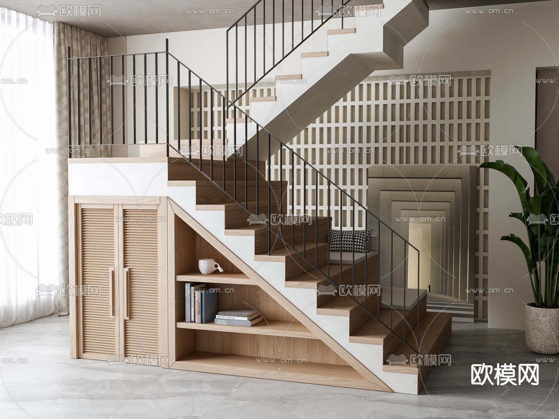 北欧楼梯 扶手楼梯3d模型下载