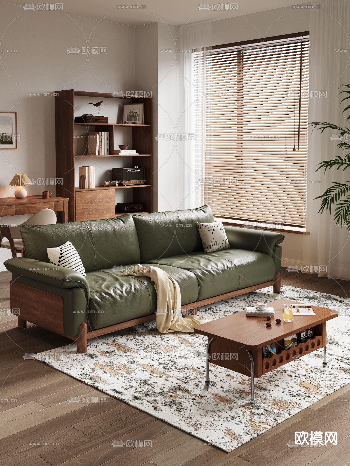 北欧双人沙发 皮革沙发3d模型下载