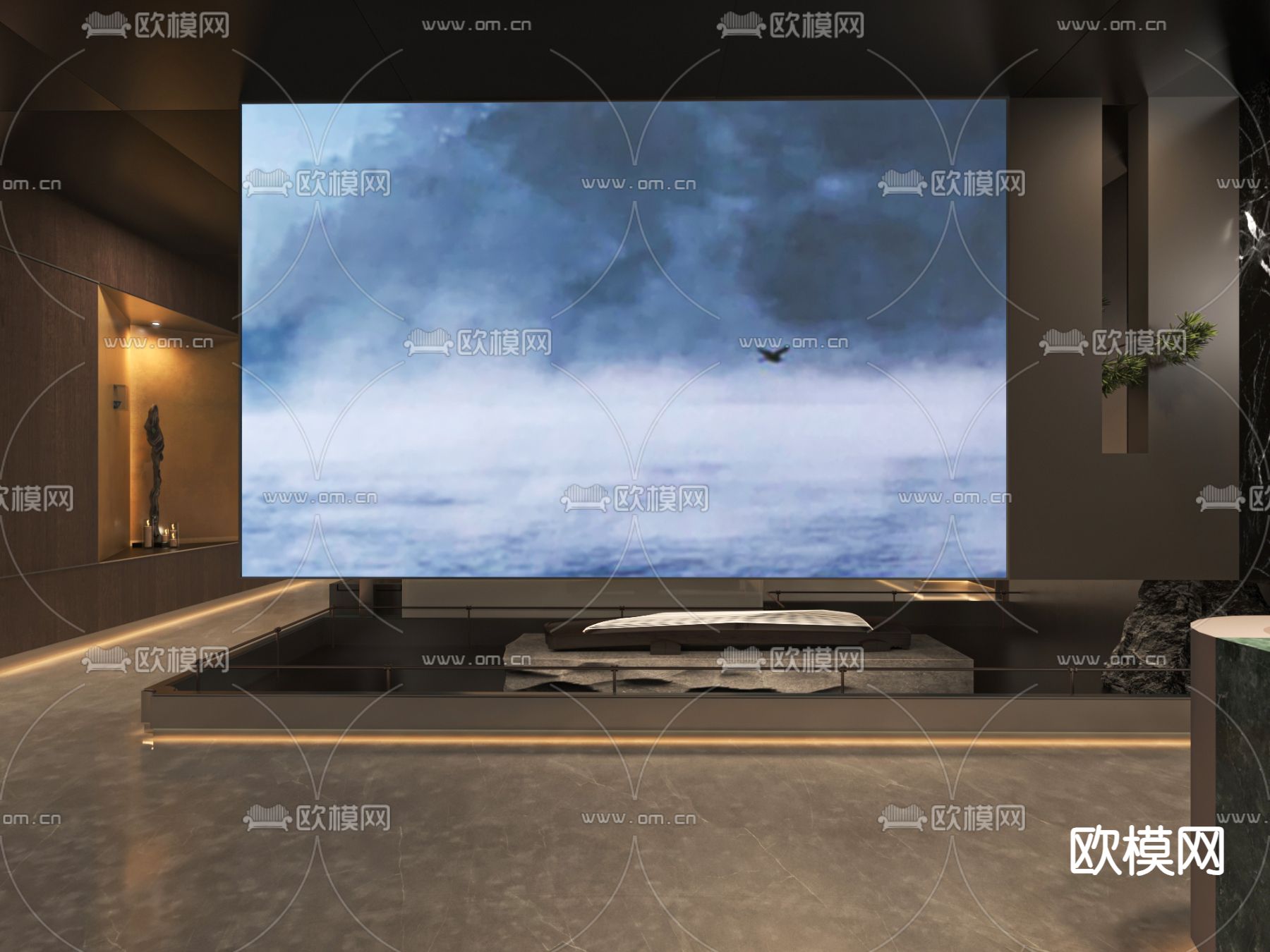 茶馆大堂 前台大厅3d模型下载（渲染图2）