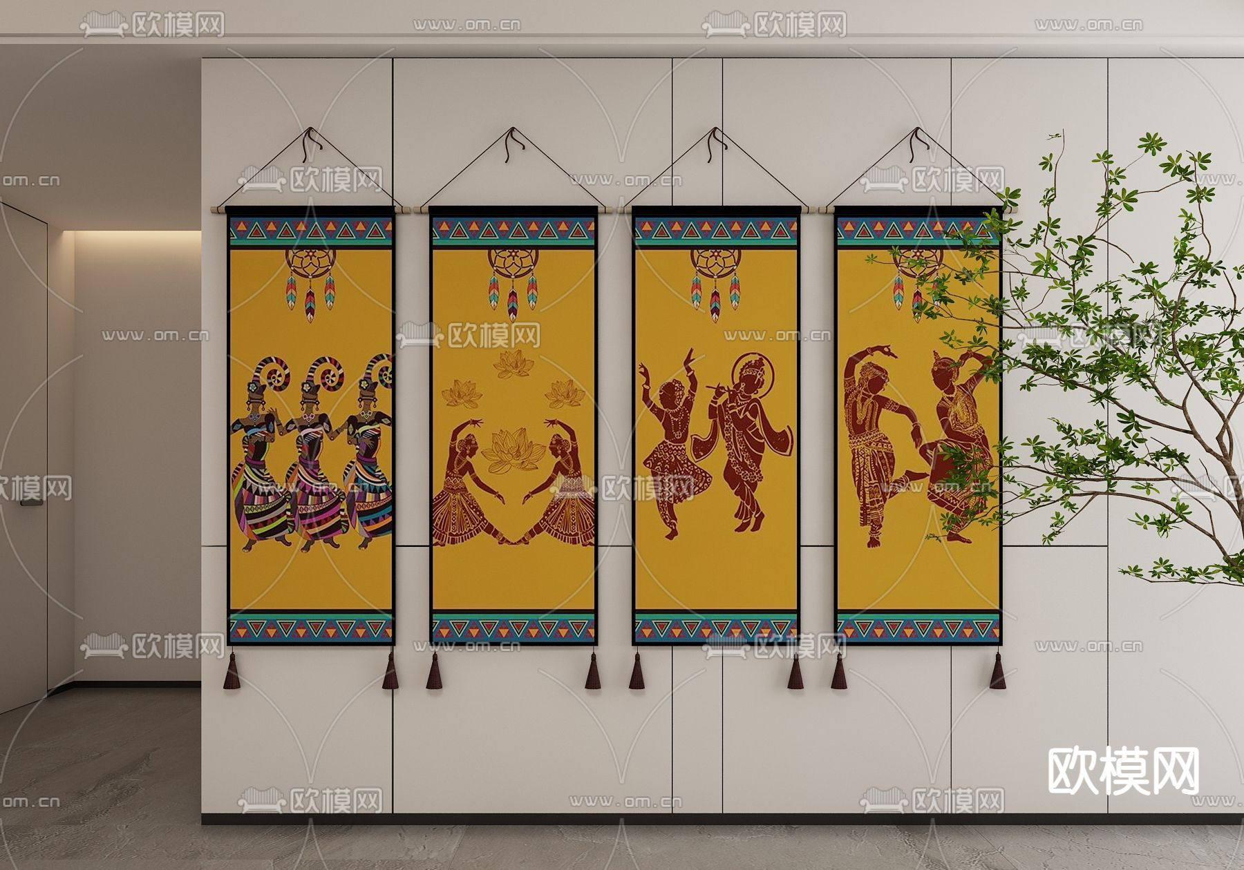 东南亚人物画 艺术画 装饰画3d模型下载