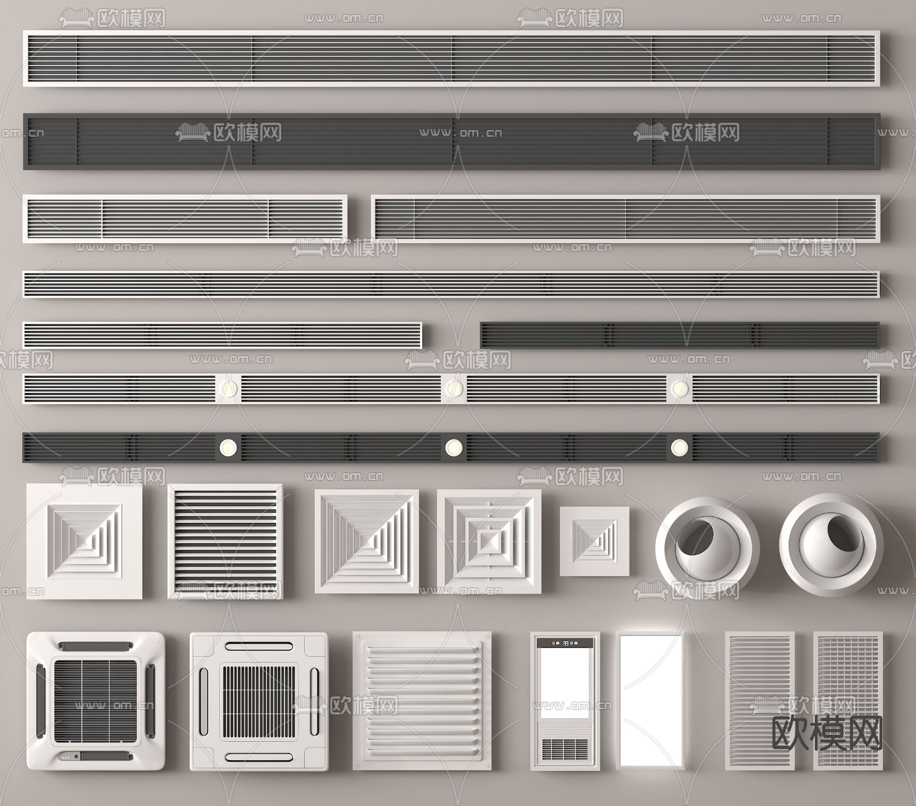 空调出风口 中央空调 换气扇 暖风机 浴霸3d模型下载