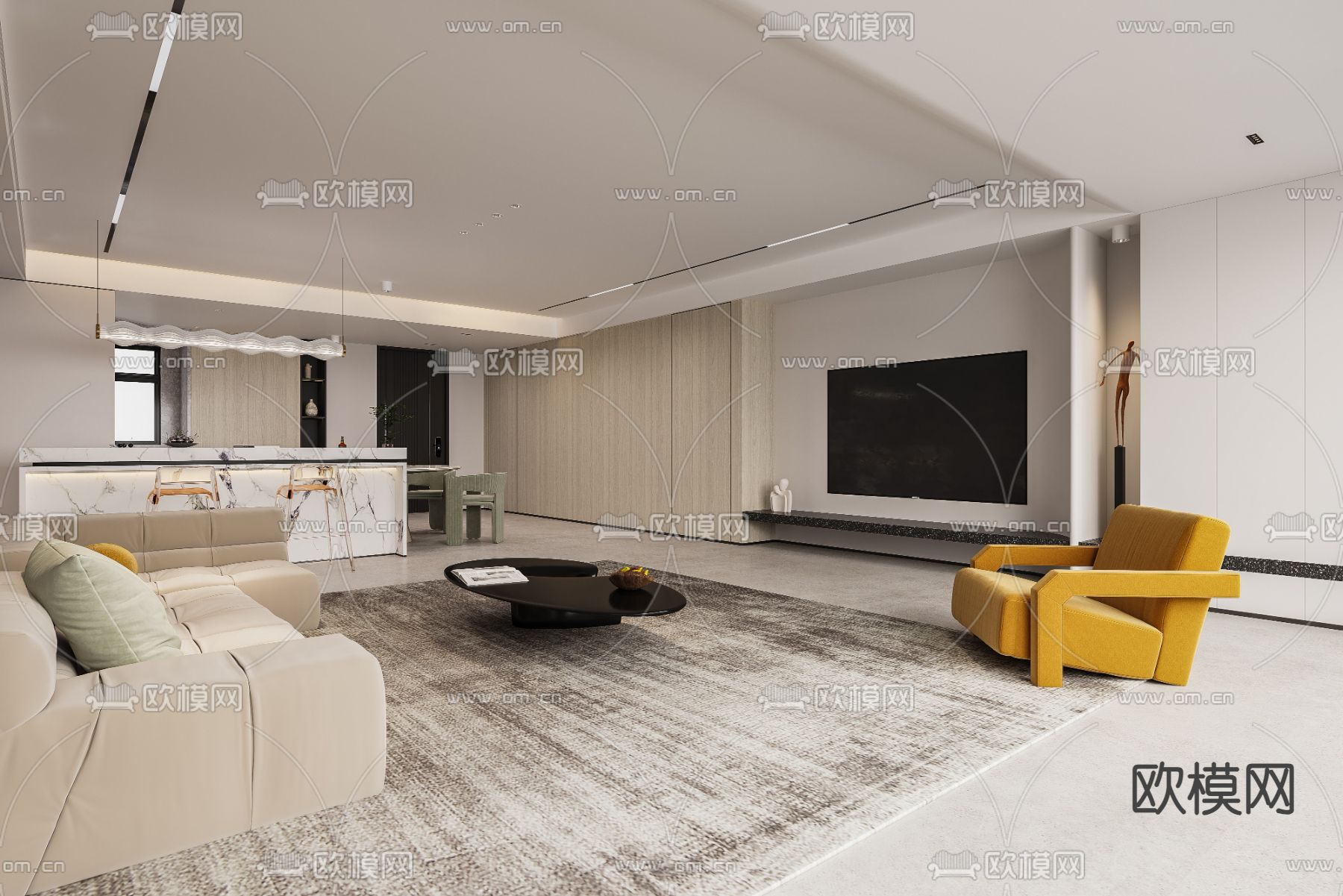 意式客餐厅3d模型下载（渲染图2）