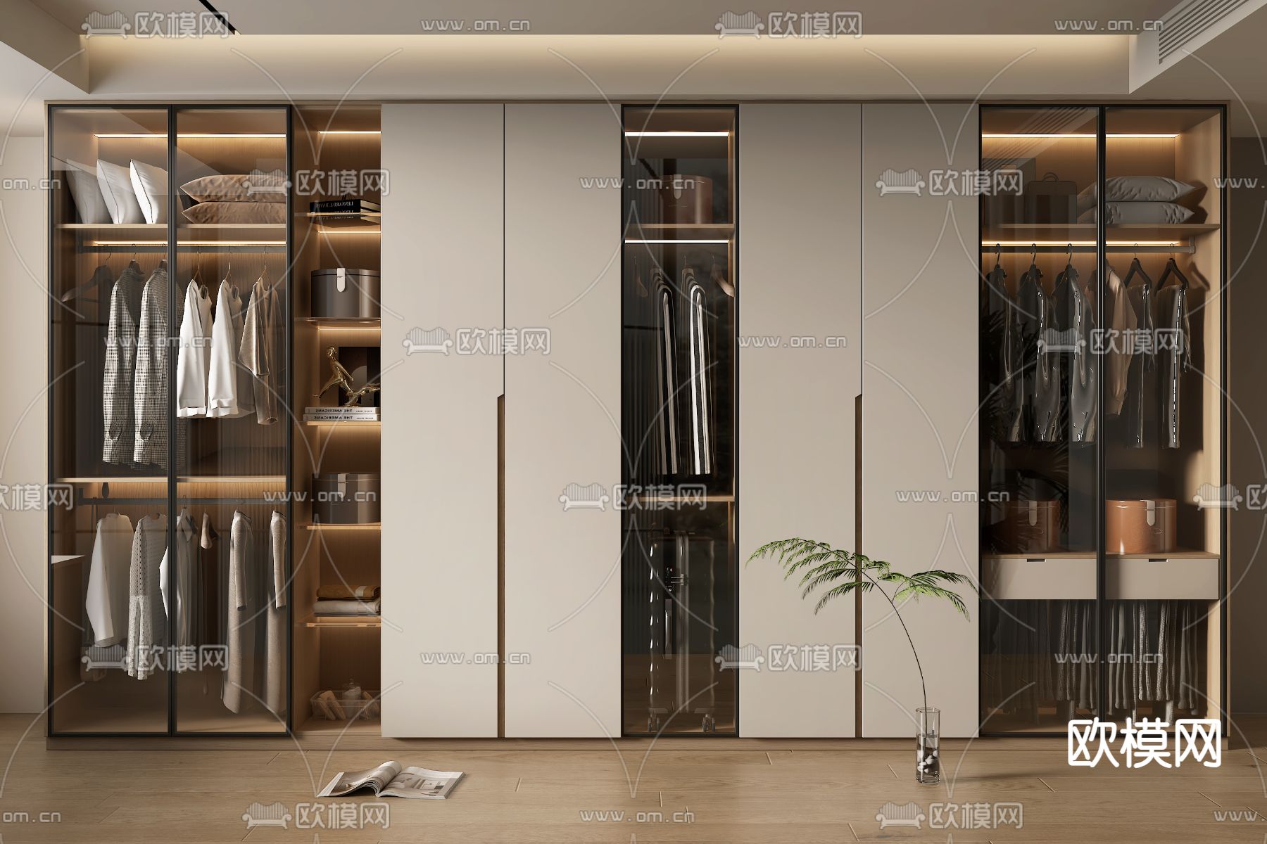 现代衣柜3d模型下载