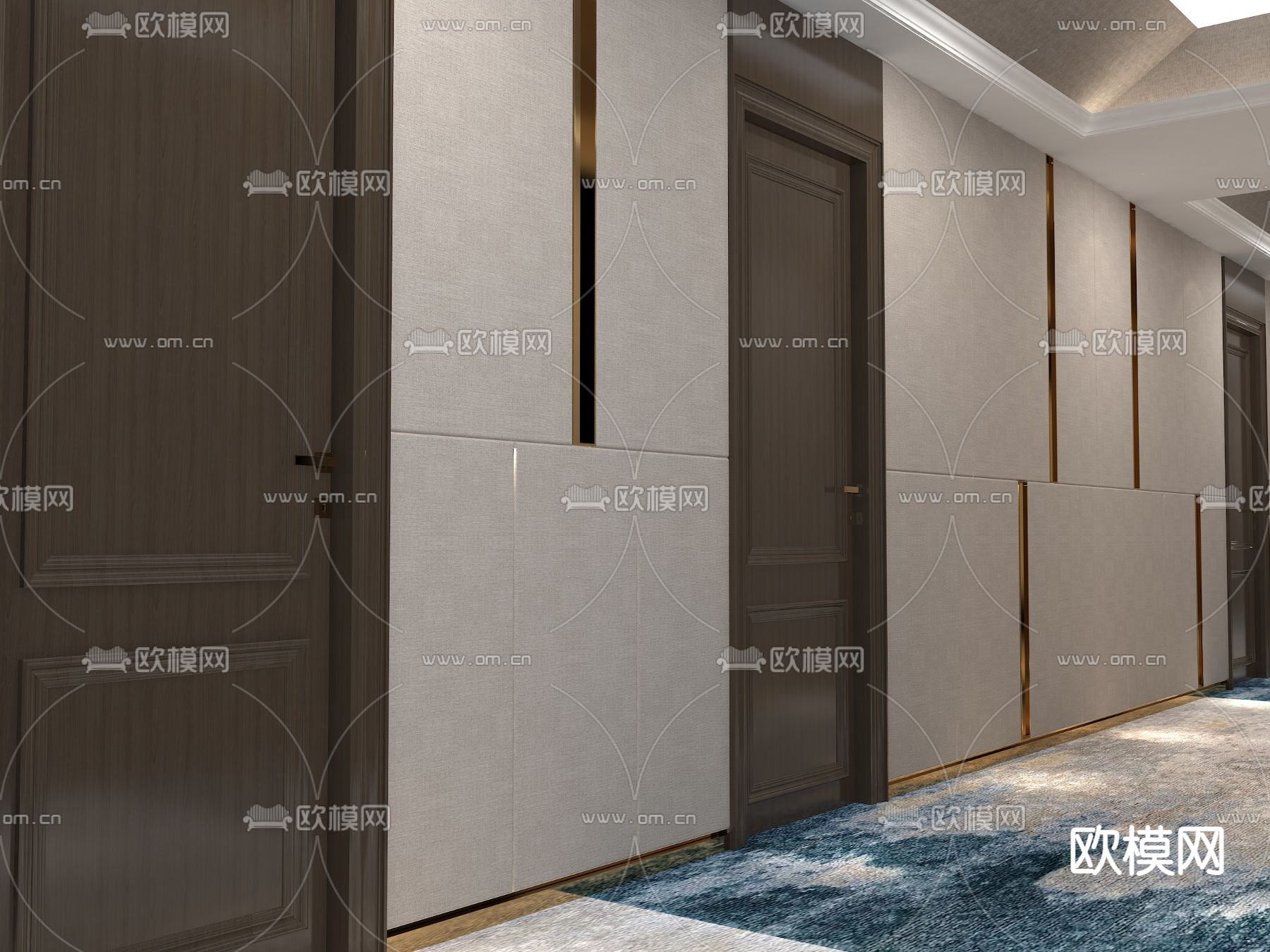 新中式酒店走廊 过道3d模型下载（渲染图2）